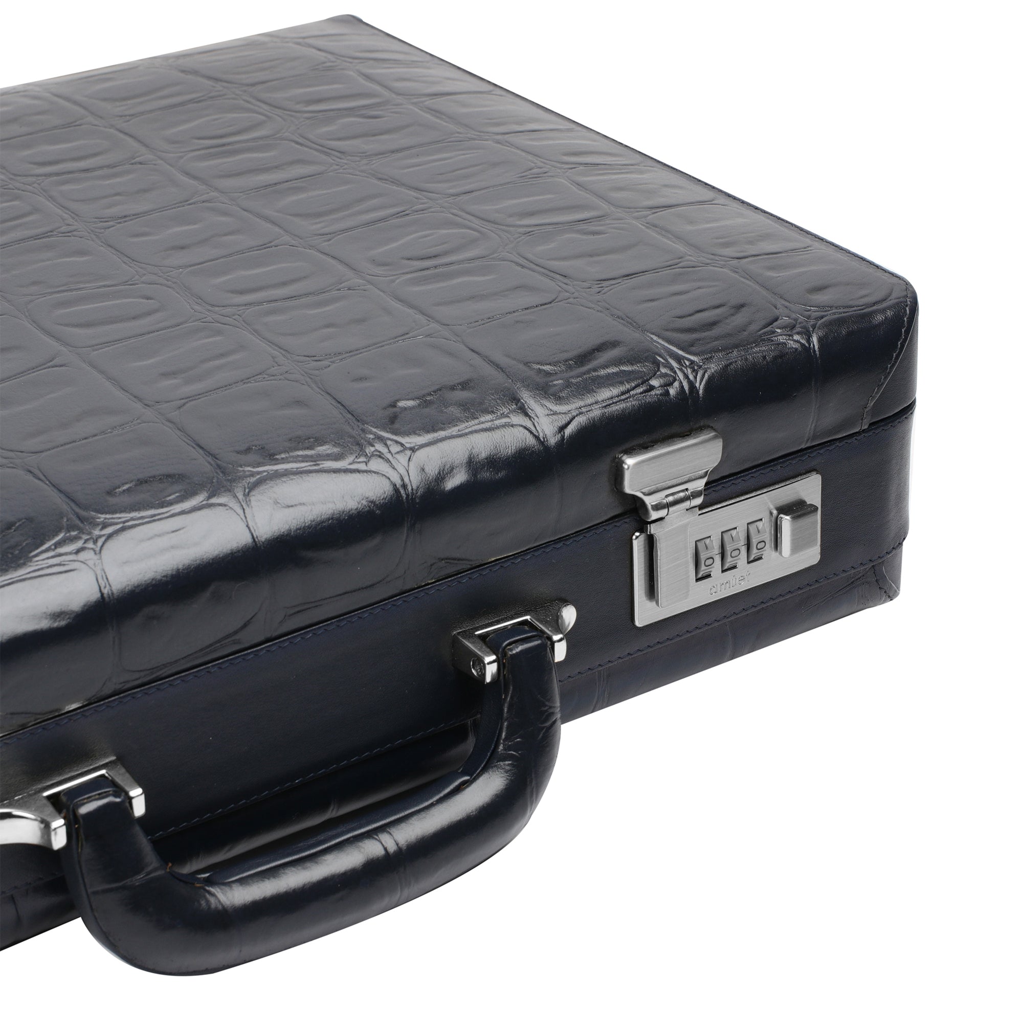 Great Dane Ruvido Double Lock- Genuine Leather Attaché | Briefcase | Advocate Briefcase | Security Briefcase | Color: Blue Leather Talks