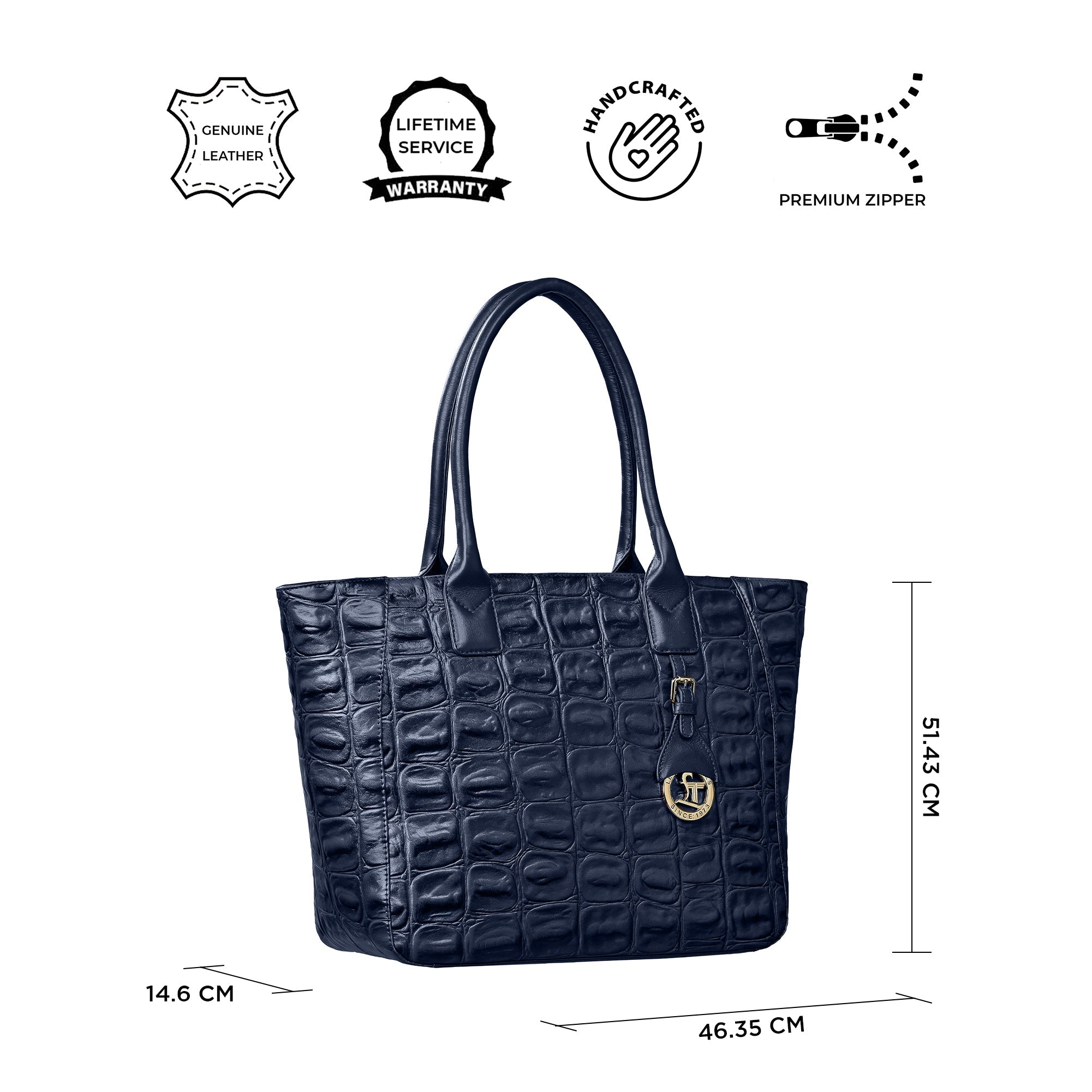 Great Dane Elvis Tote | Leather Tote Bag For Women | Croco Embossed Genuine Leather | Color:Black,Brown, Blue & Green Leather Talks