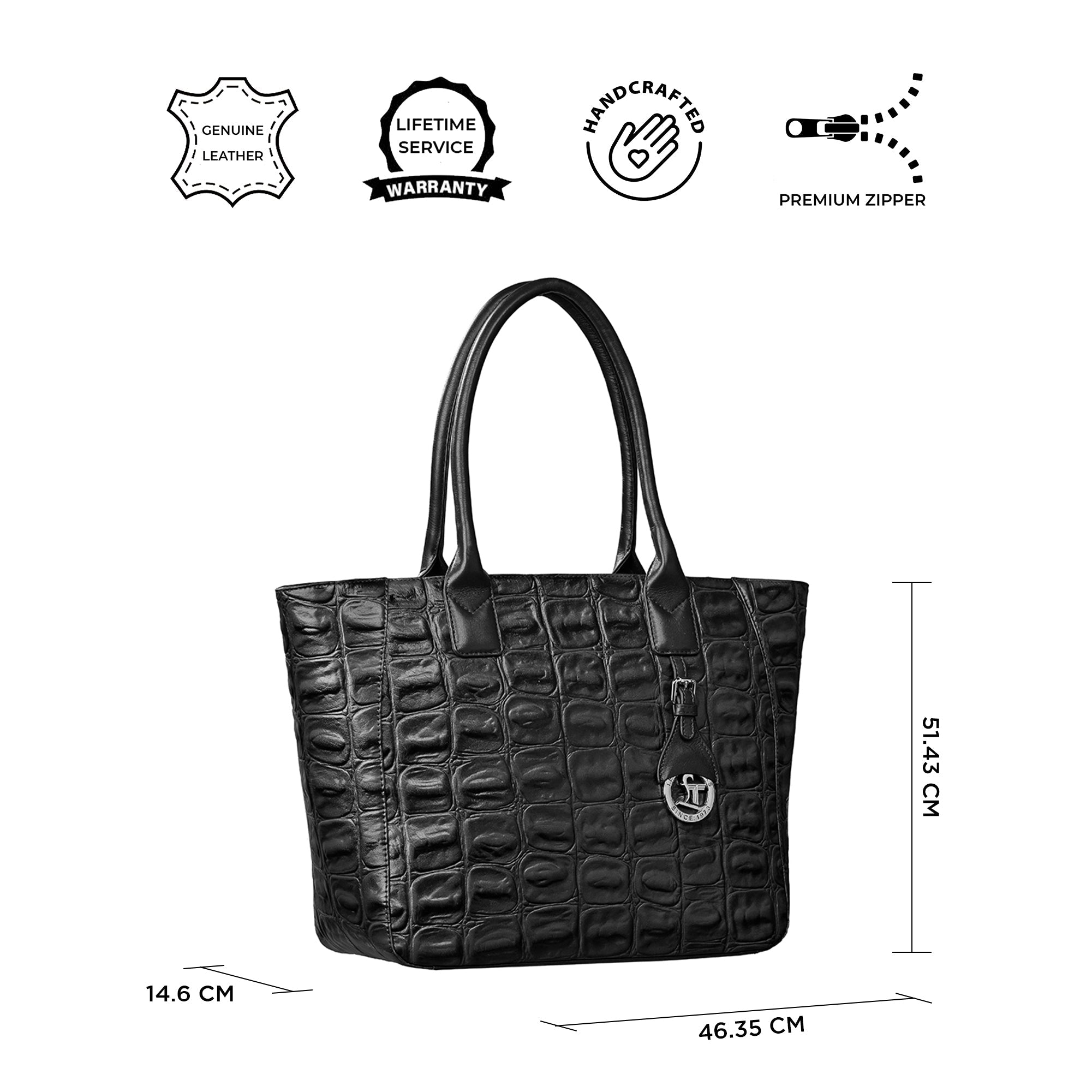 Great Dane Elvis Tote | Leather Tote Bag For Women | Croco Embossed Genuine Leather | Color:Black,Brown, Blue & Green Leather Talks
