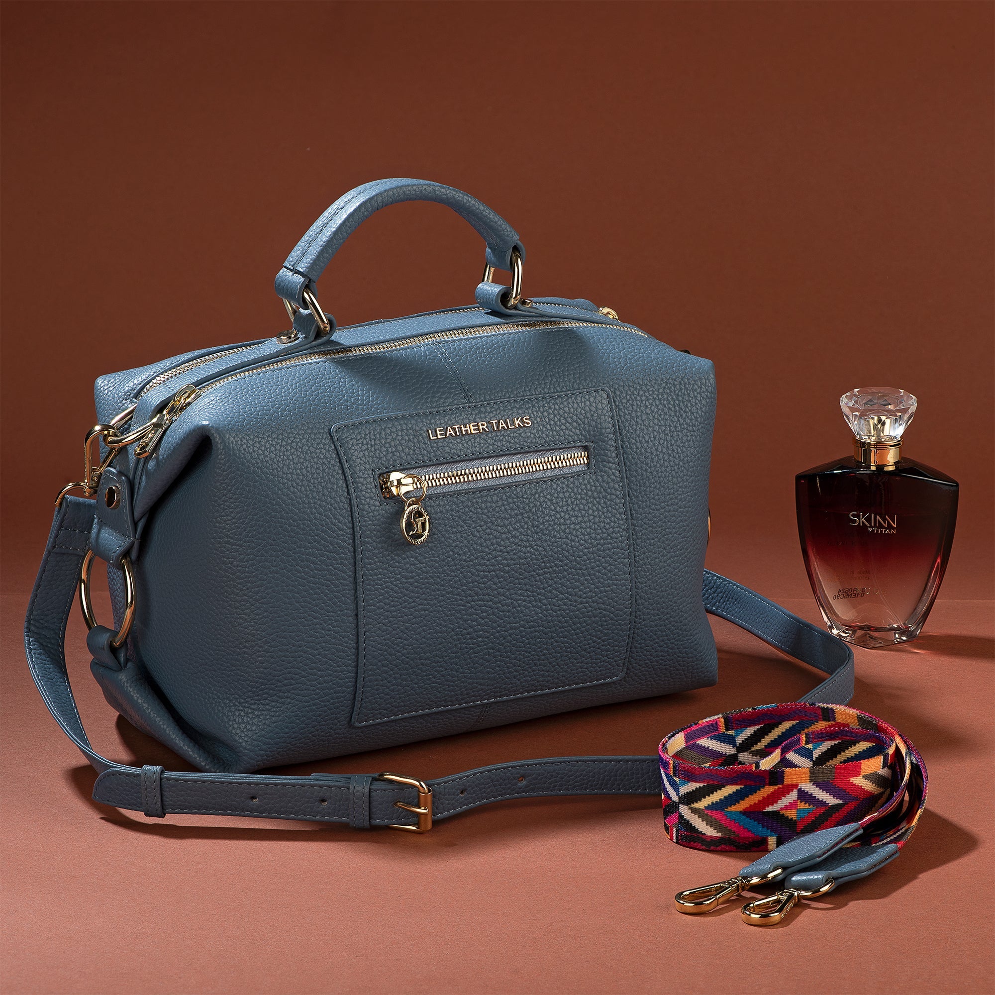 Leather Hand Bags For Women | 100% Genuine Leather | Color - Blue