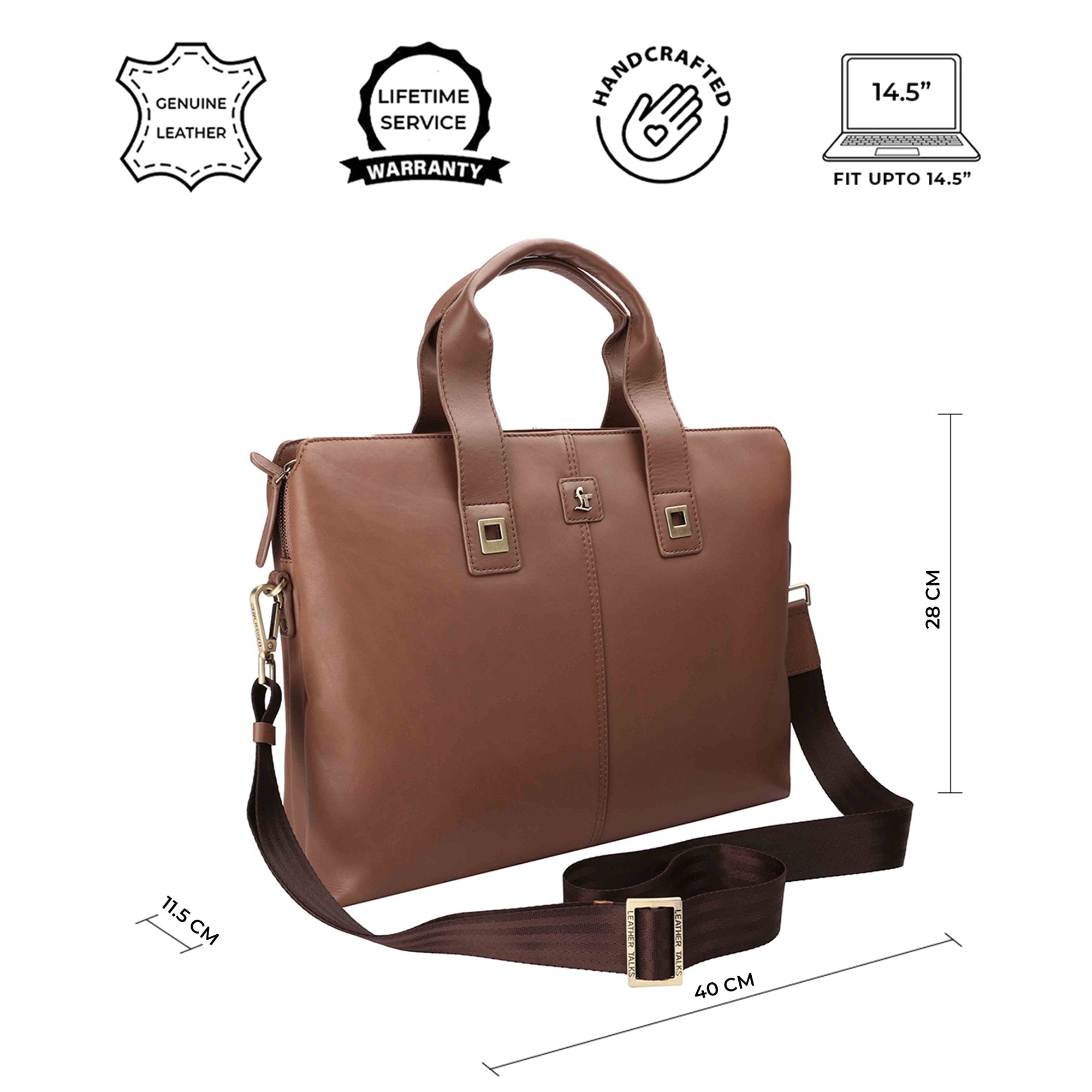 Georgia Collection | Leather Portfolio Bag | For Office Use | Colour - Beige & Tan Leather Talks