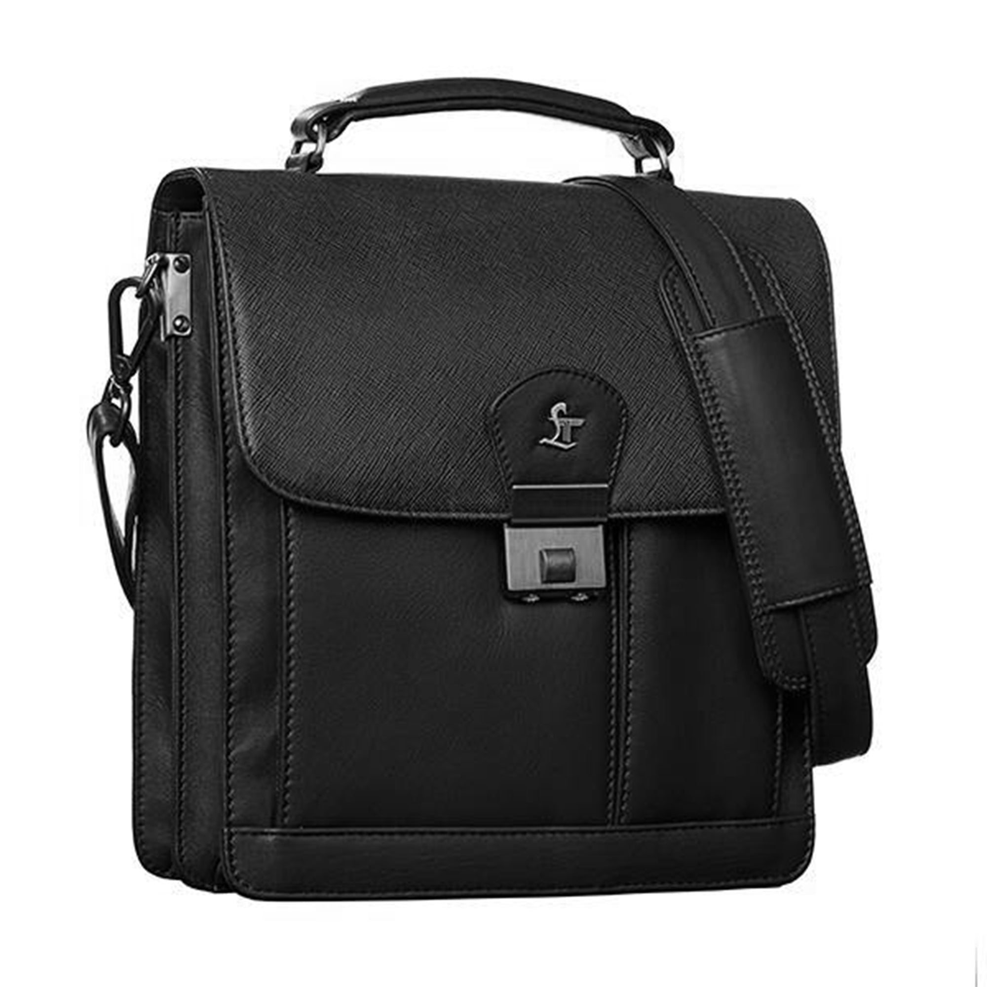 Men's Bag V | Leather Messenger Bag For Men | Colour : Black Leather Talks