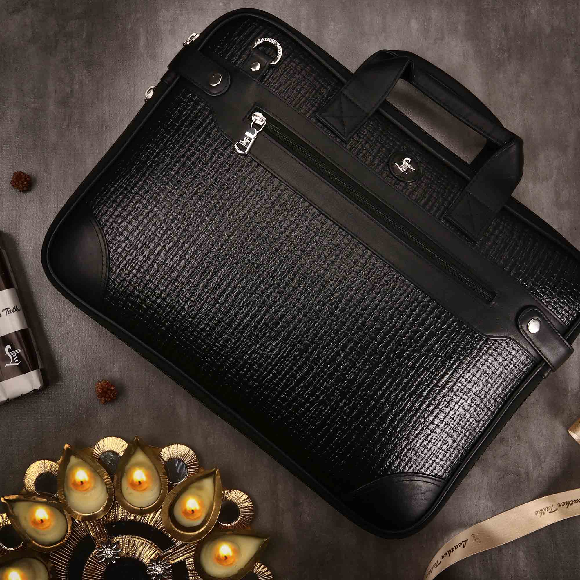 Office Folio Bag III | Leather Portfolio Bag | For Office Use | Colour - Black