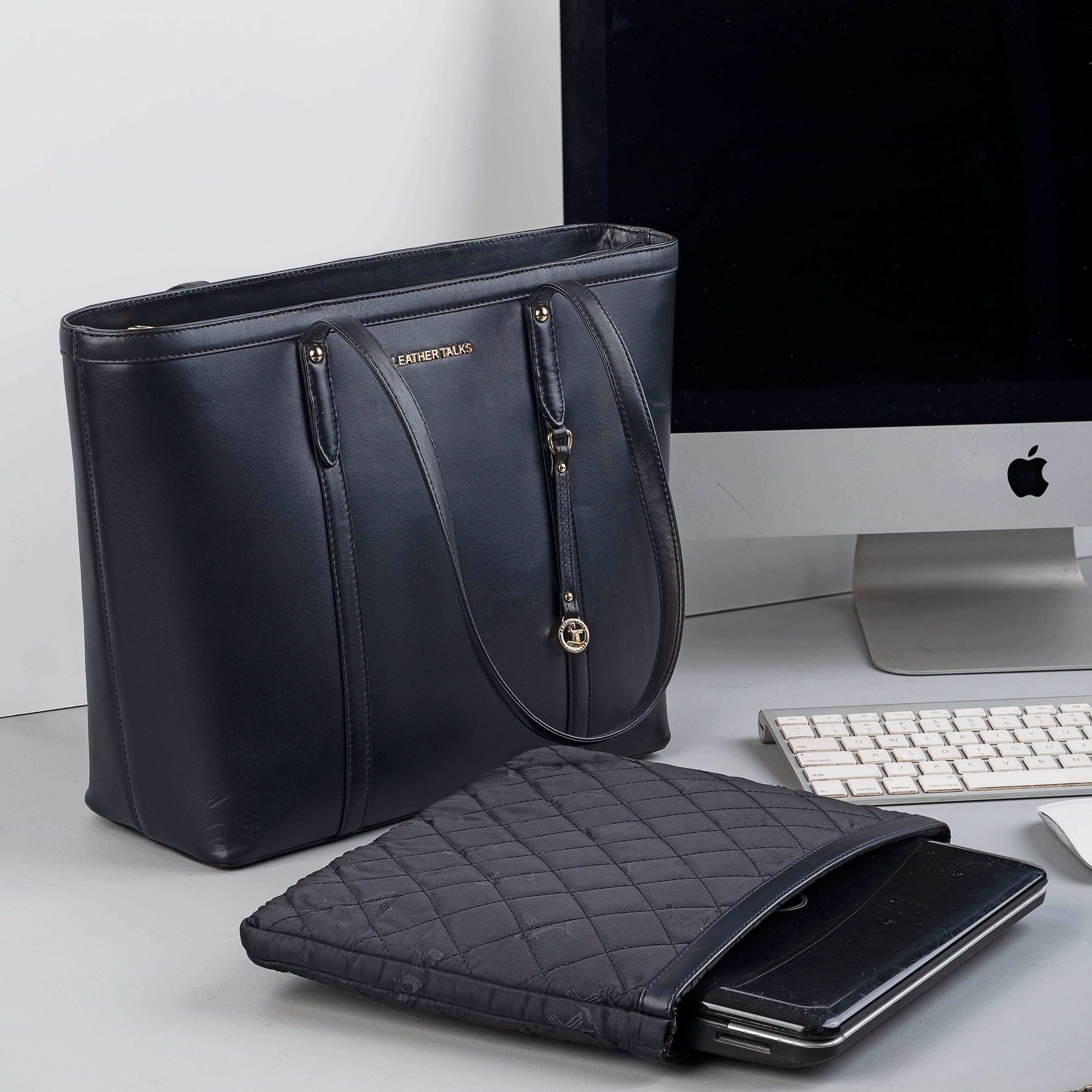 Genuine Leather Tote Bags For Women | Color - Black