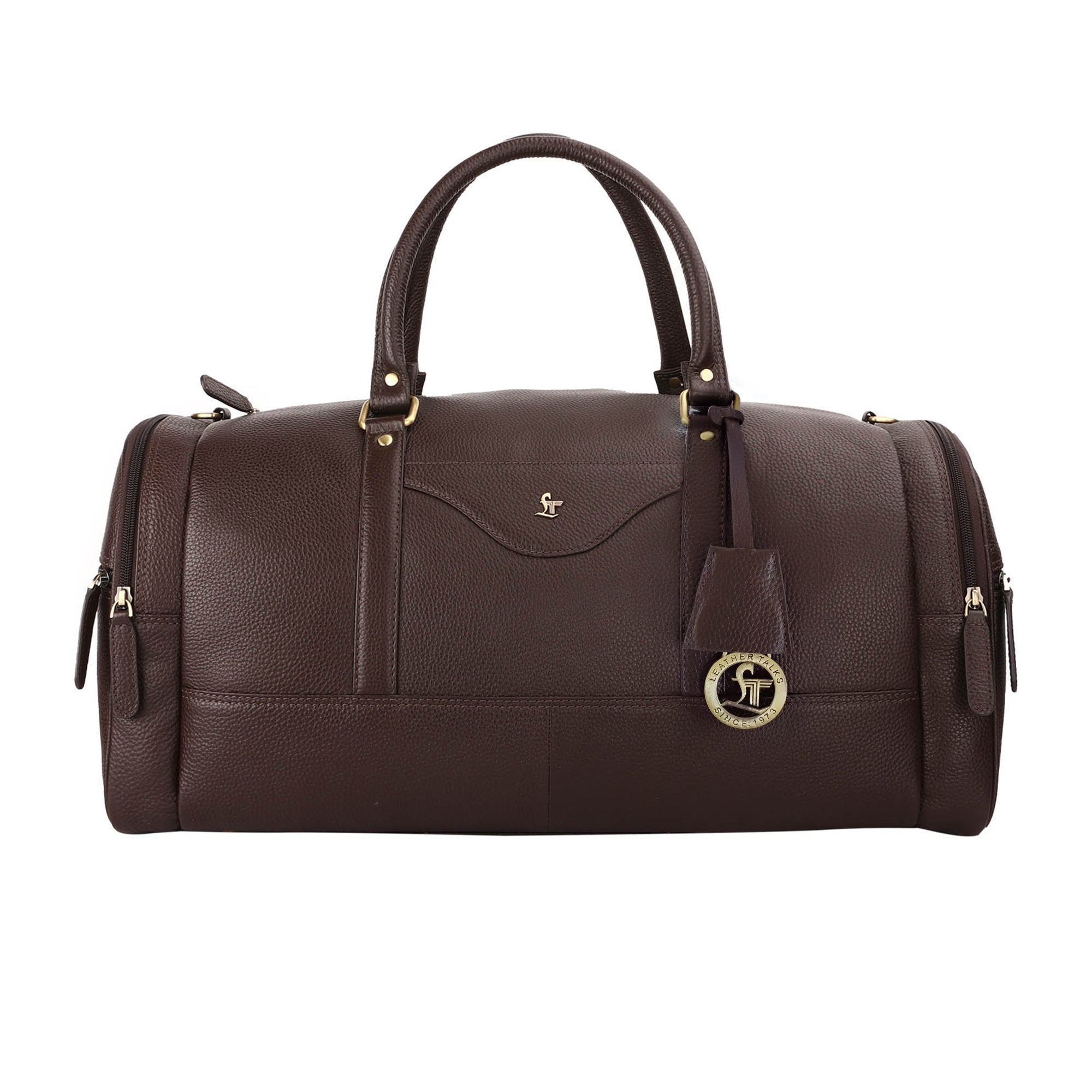 Bush Duffle Bag | Genuine Leather Travel Bag | Duffle Bag for Men | Color: Black & Brown Leather Talks