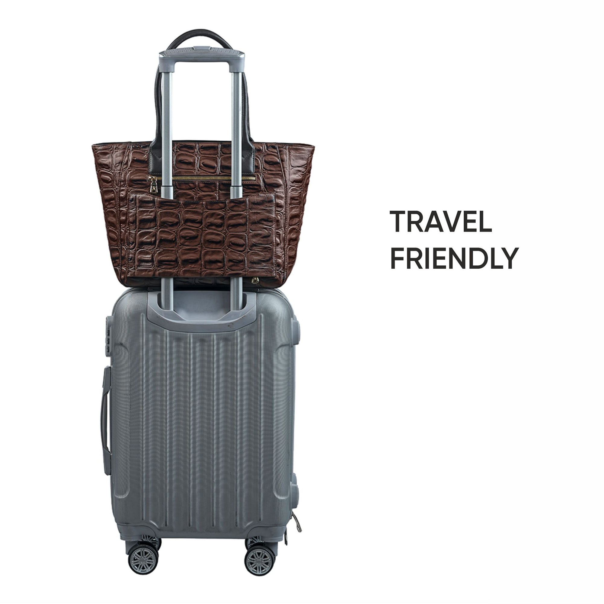 Great Dane Elvis Tote | Leather Tote Bag For Women | Croco Embossed Genuine Leather | Color:Black,Brown, Blue & Green Leather Talks