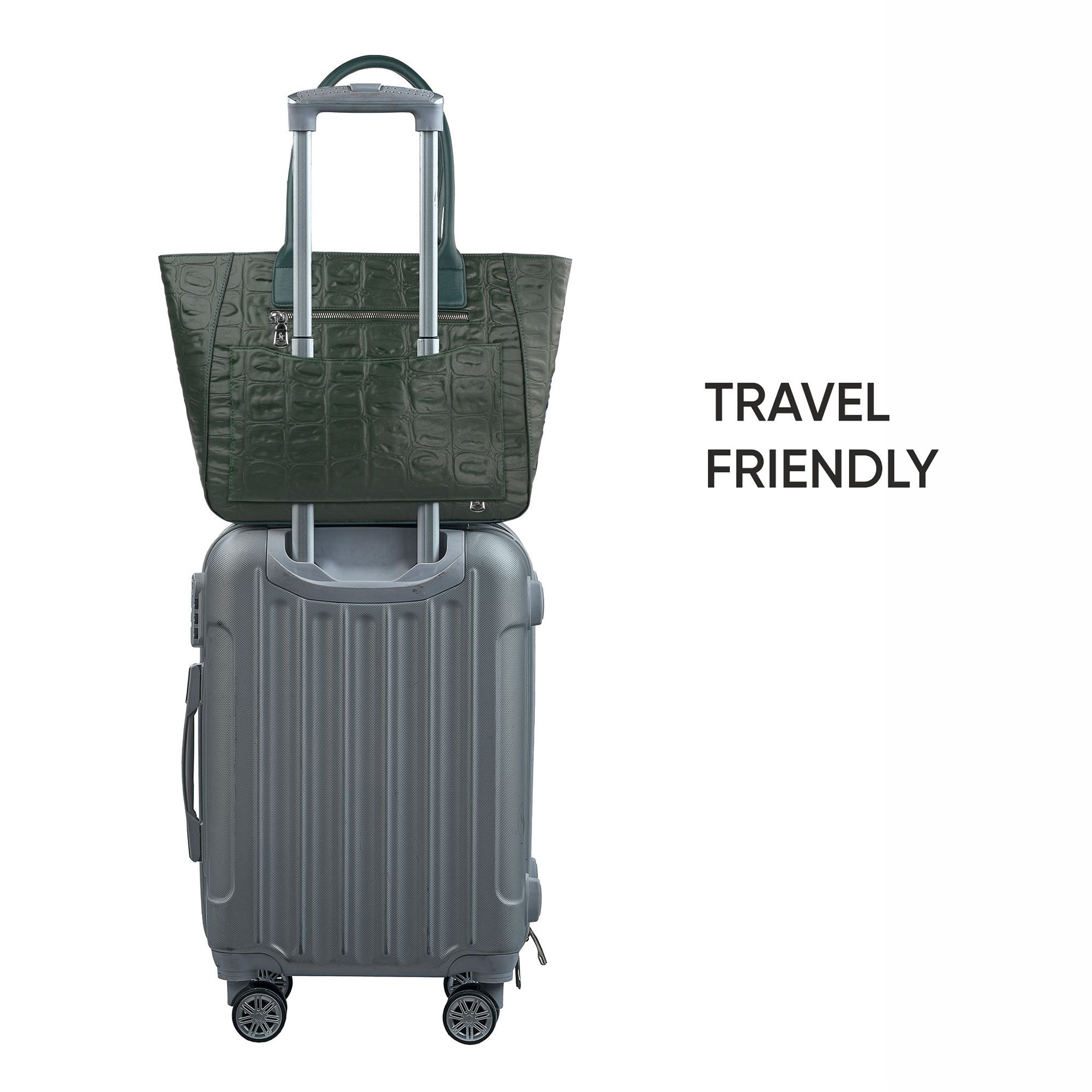 Great Dane Elvis Tote | Leather Tote Bag For Women | Croco Embossed Genuine Leather | Color:Black,Brown, Blue & Green Leather Talks