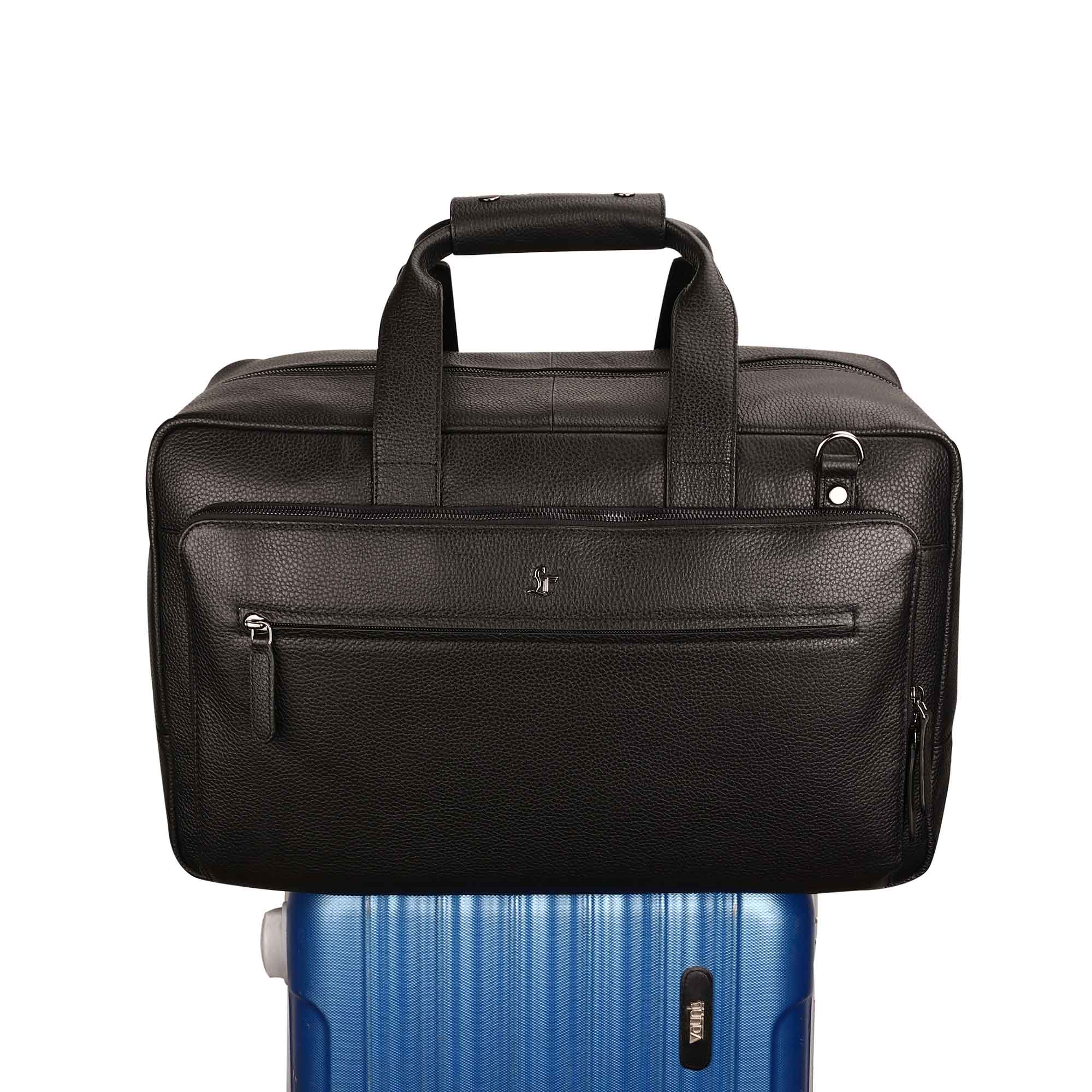 MarcoPolo Travel Duffle Bag| Colour: Black & Brown LeatherTalks