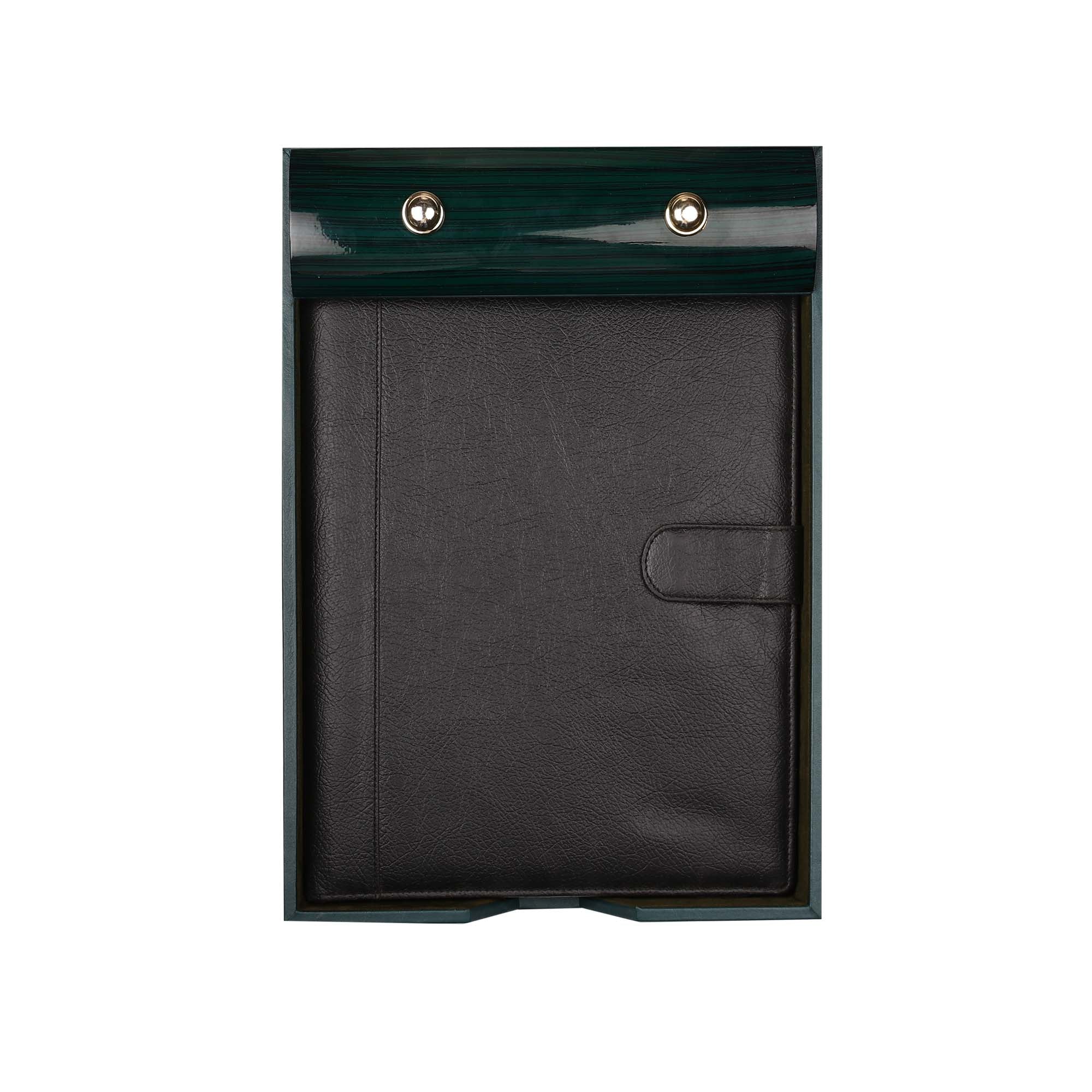 Leather Office Table Organizer | Color - Emerald Green