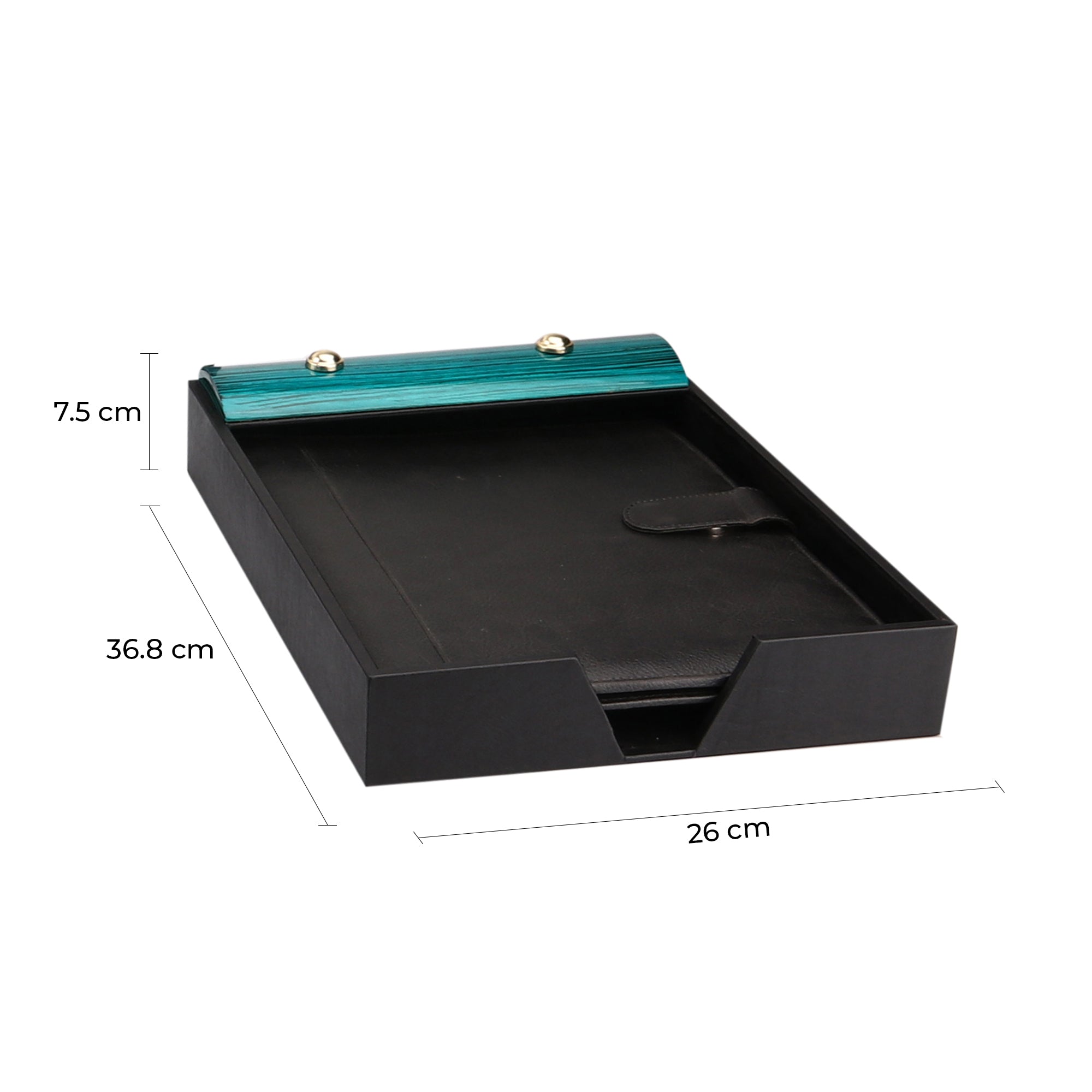 Desk Organizer Tray | Color - Teal Blue Black