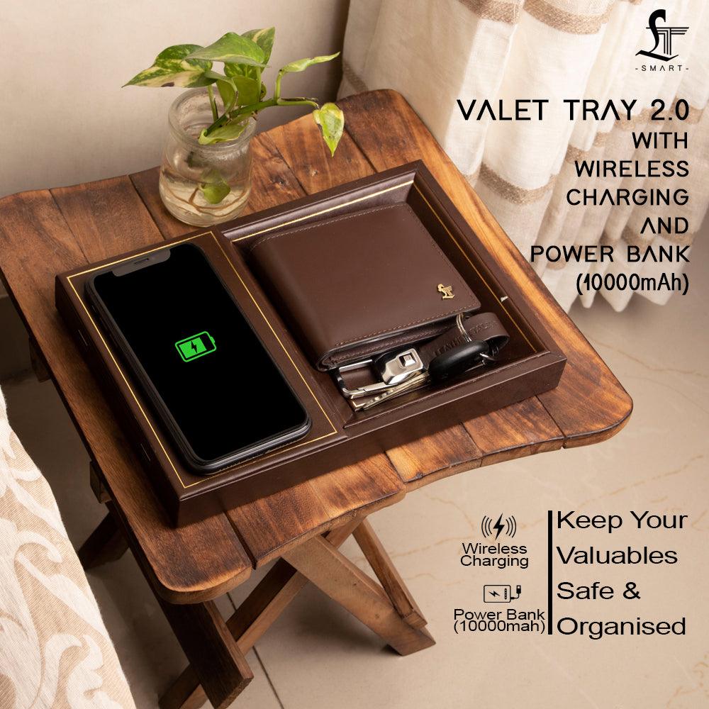 LT Smart Valet Tray 2.0 with wireless charging and power bank 10000 mAh - Leather Talks