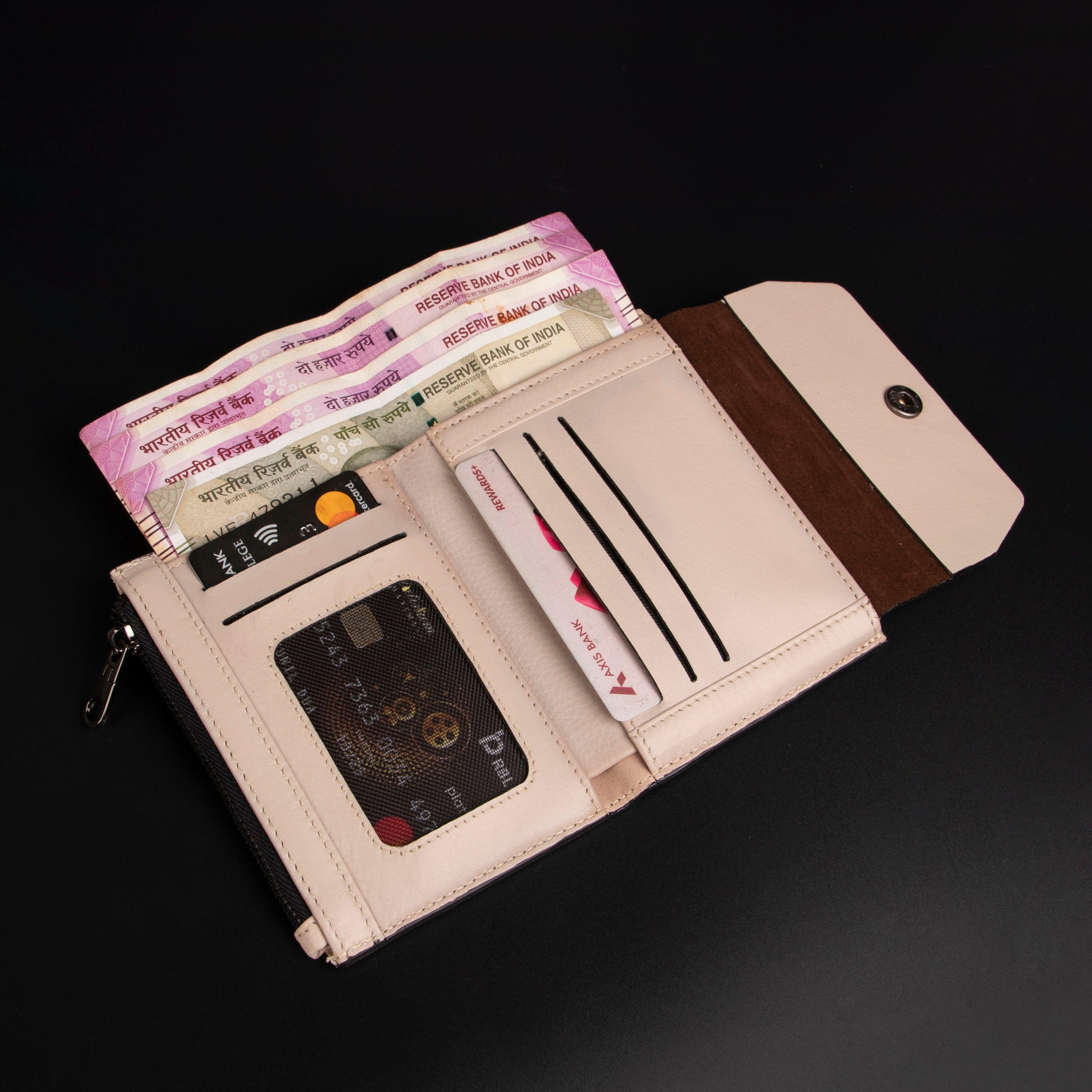 Summer II | Leather Wallet for Women | 100% Genuine Leather | Color: Beige