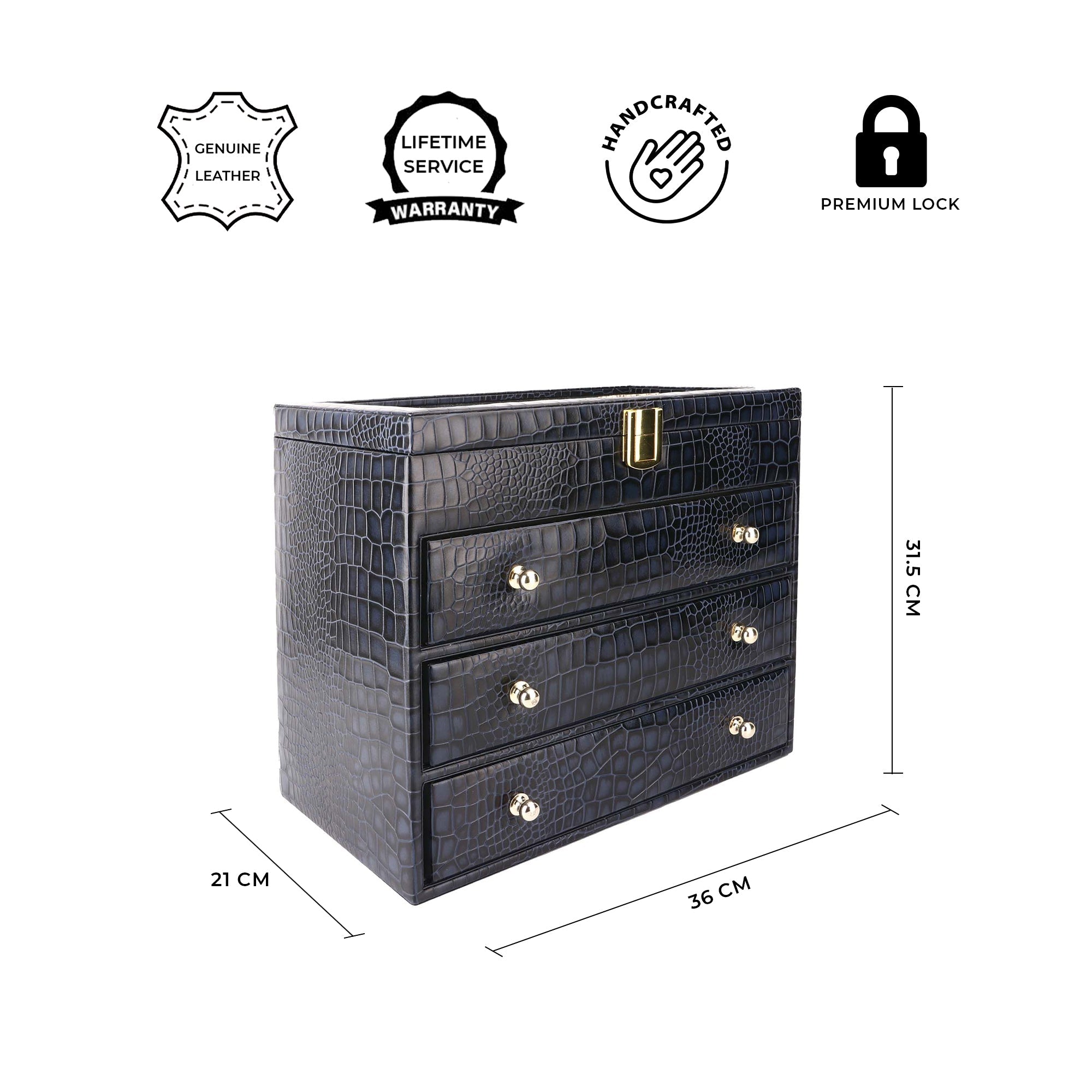 NOAH Sunglass Cum Watch Box | Watch Box | Sunglass Box | 100% Genuine Leather Wrist Watch Case| Hold 24 Slot Watch Box | 6 Slot Sunglasses | Customize your tray | Luxury Watch Case with Display Sunglasses | Color: Blue, Green & Brown Leather Talks