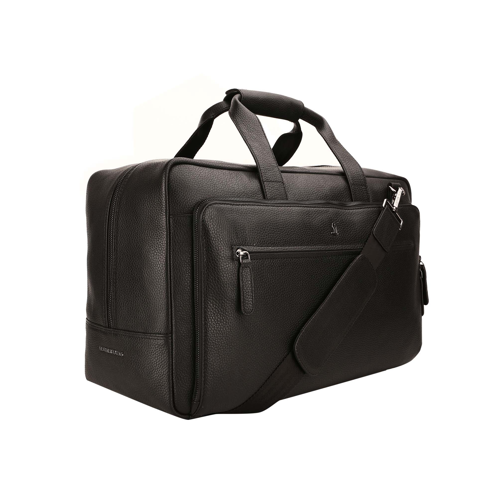 MarcoPolo Travel Duffle Bag| Colour: Black & Brown LeatherTalks