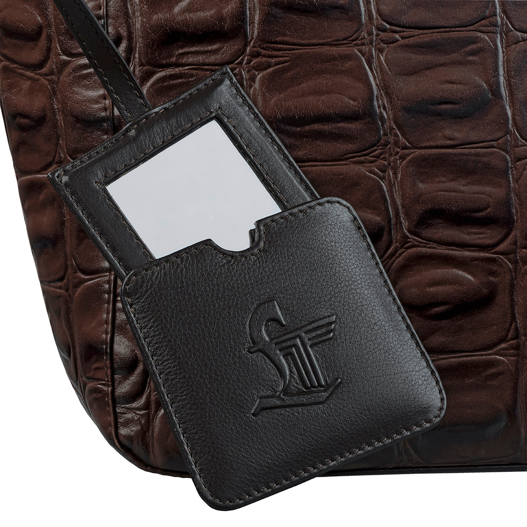 Great Dane Elvis Tote | Leather Tote Bag For Women | Croco Embossed Genuine Leather | Color:Black,Brown, Blue & Green Leather Talks