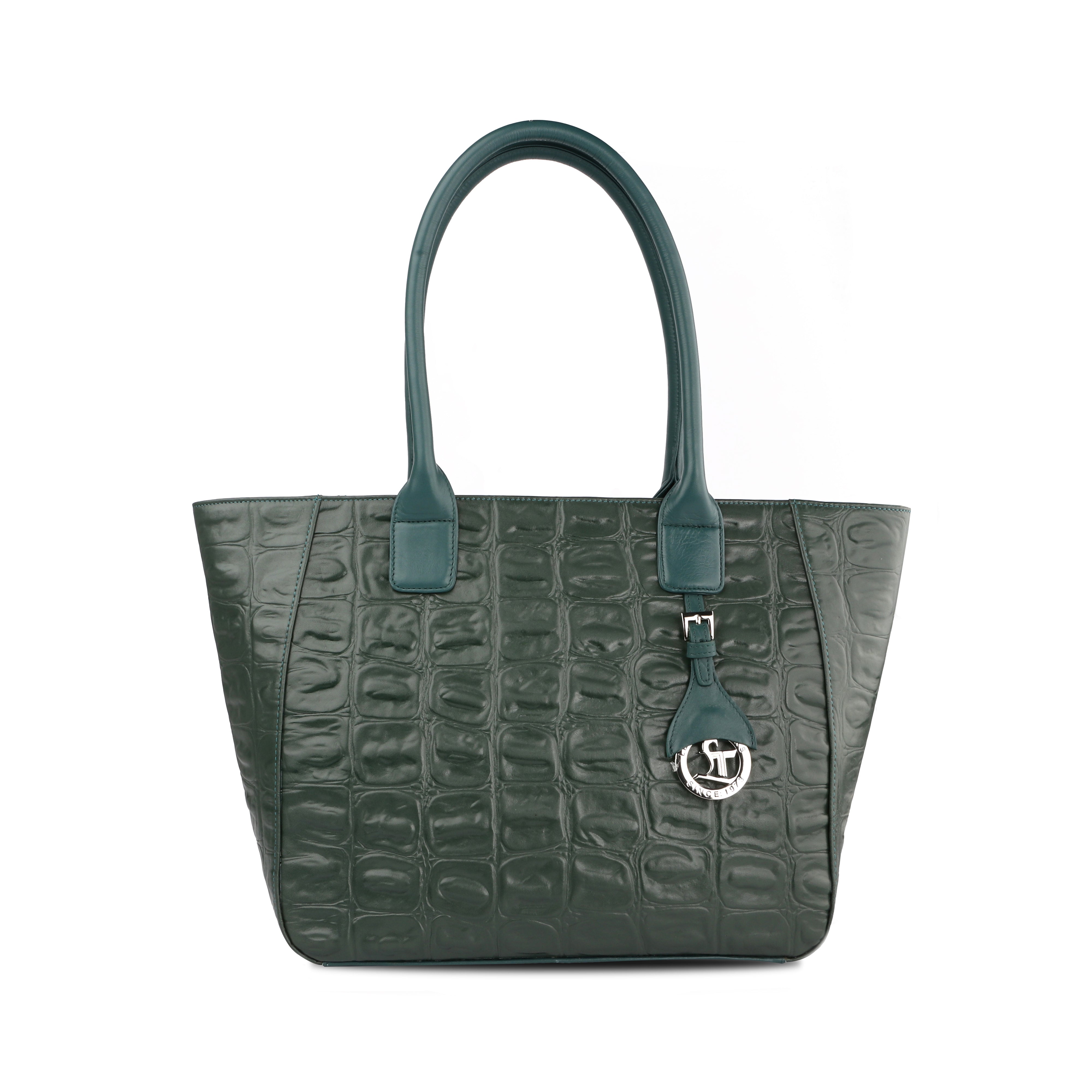 Great Dane Elvis Tote | Leather Tote Bag For Women | Croco Embossed Genuine Leather | Color:Black,Brown, Blue & Green Leather Talks