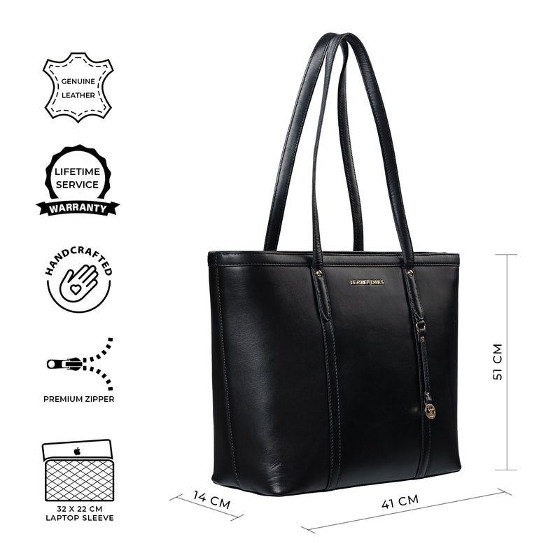Elegant Ladies Tote Bag | Genuine Leather Tote Bags For Women | Color - Black , Brown , Green & Blue | Ideal For Office, Meeting, Travel