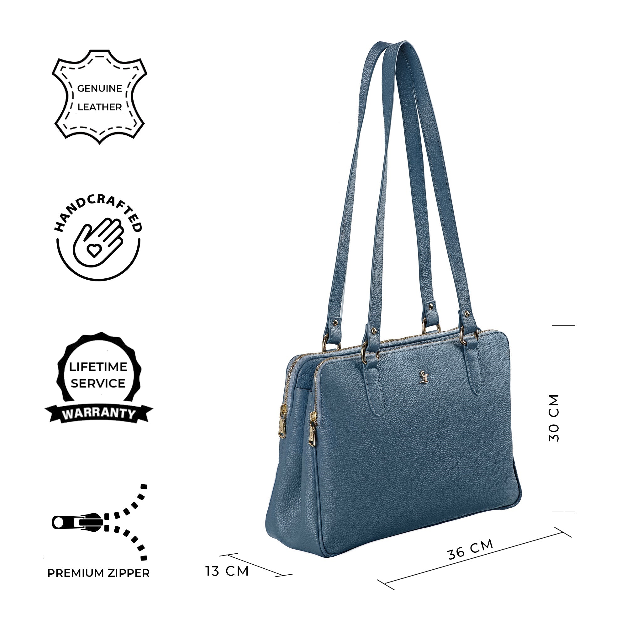 Rocha Genuine Soft Leather Handbags for Women | Sling Soft Leather Bag for Ladies | Tote Bags for Office | Color - Sky Blue Leather Talks