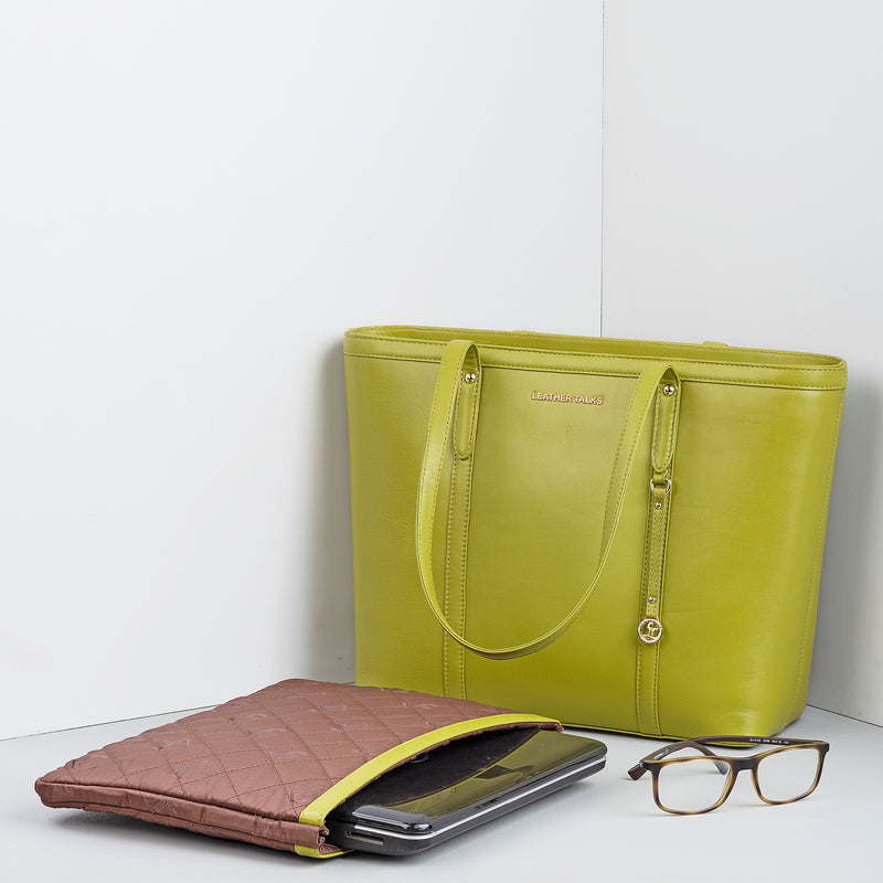 Genuine Leather Tote Bags For Women | Color - Green