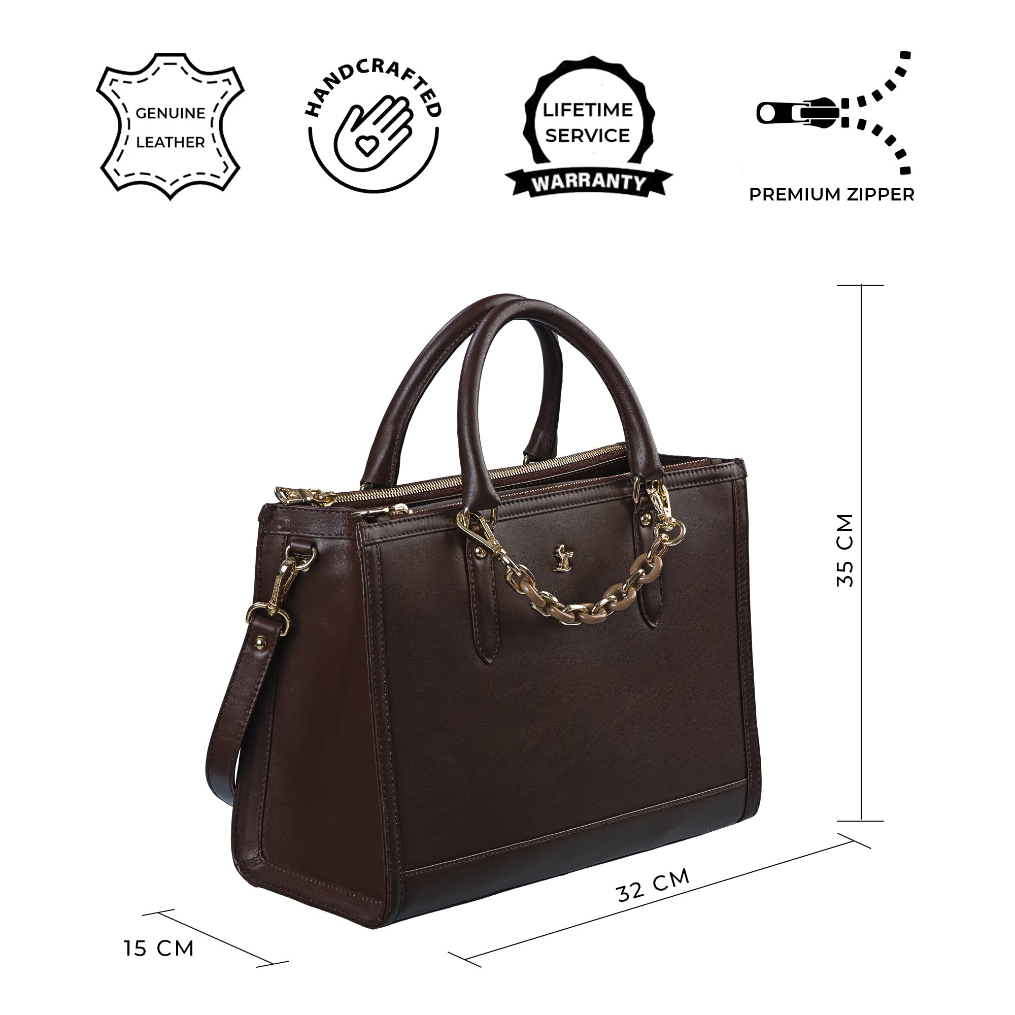 Window Senior Ladies Hand Bag For Women | 100% Genuine Leather | Color - Brown