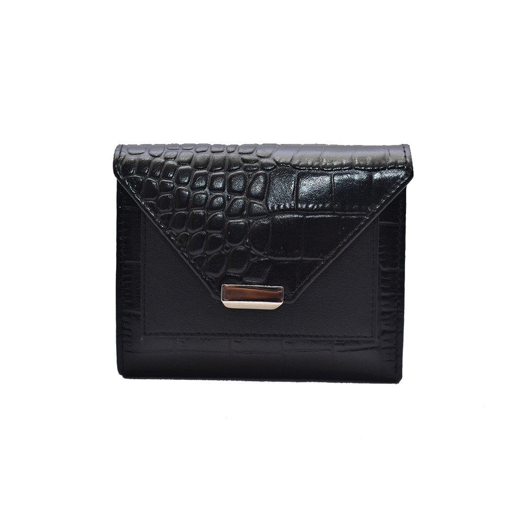Keva Ladies Wallet | Croco Leather Wallet for Women | 100% Genuine Leather | Color: Black