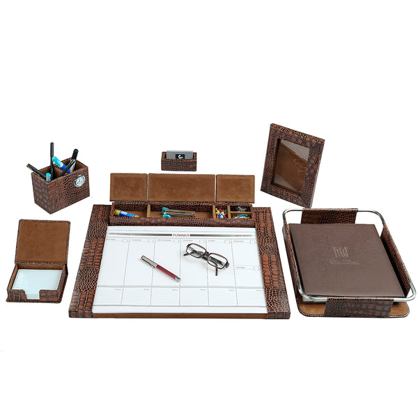 Genuine leather desktop planner set I