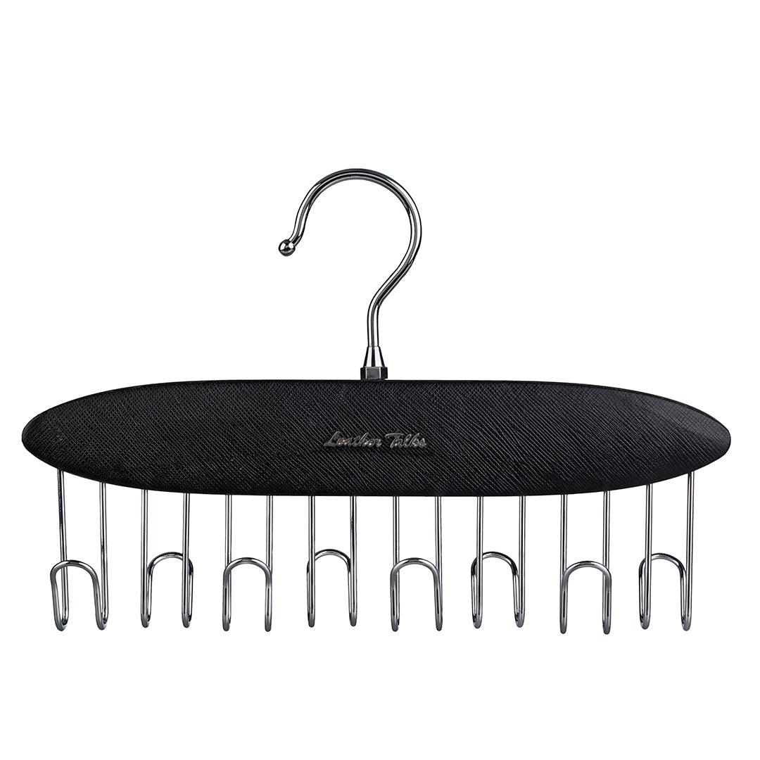 Leather Wooden Belt Hanger | Color: Black