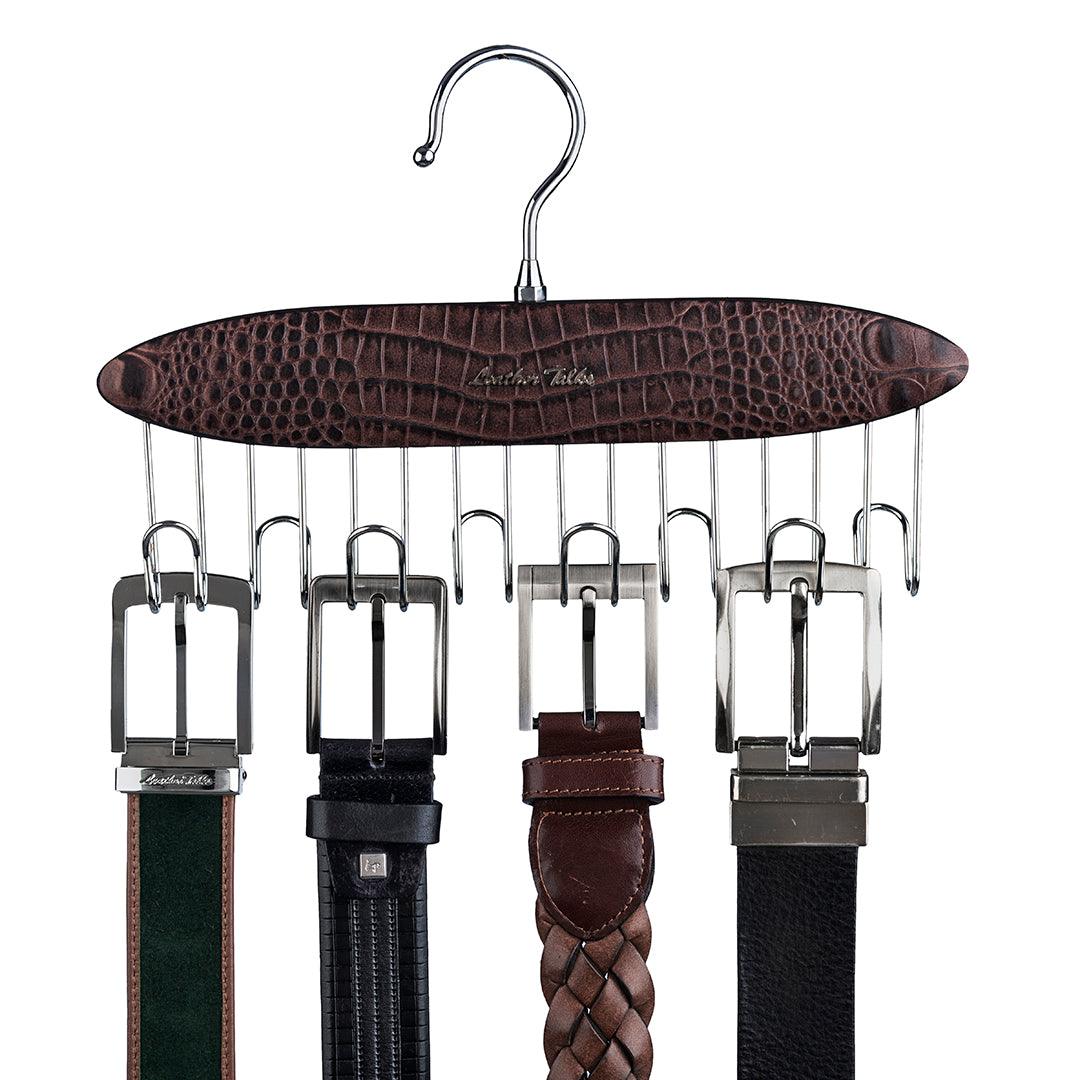 Leather Wooden Belt Hanger | Color: Brown