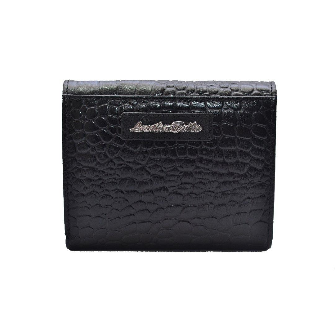 Keva Ladies Wallet | Croco Leather Wallet for Women | 100% Genuine Leather | Color: Black