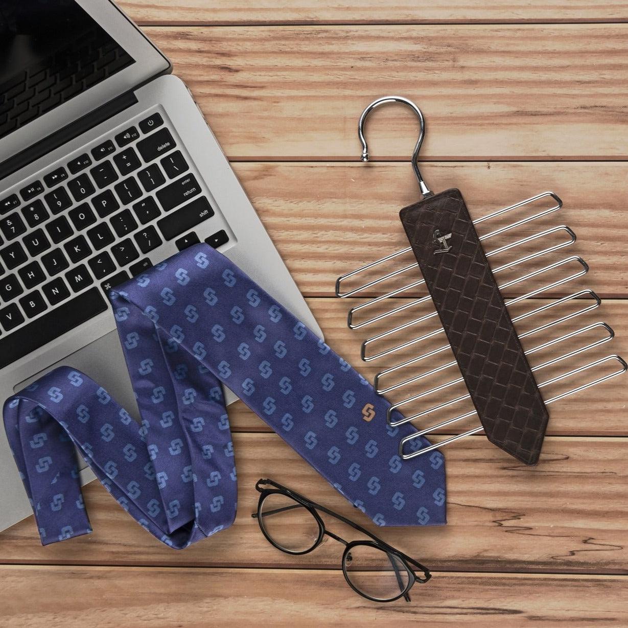 Leather Wooden Tie Hanger - Leather Talks