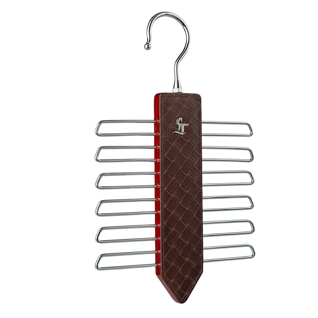 Leather Wooden Tie Hanger - Leather Talks