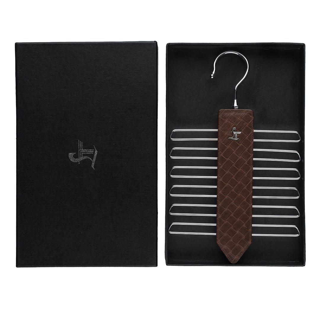 Leather Wooden Tie Hanger - Leather Talks