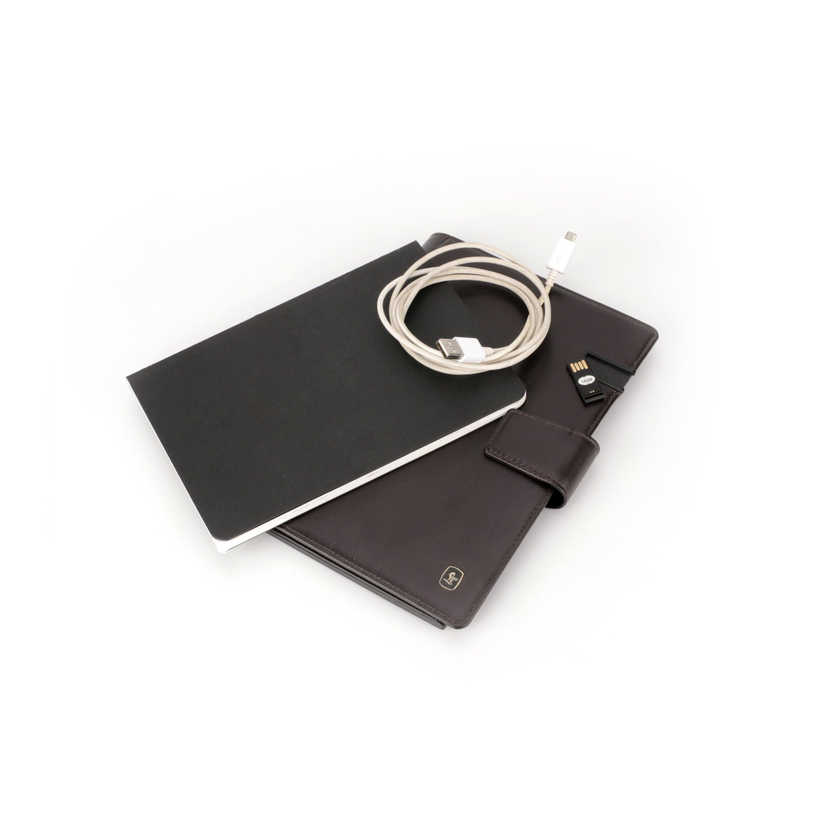 LT Smart Notebook 2.0 Wireless Charging And 16 Gb Pen Drive With Power Bank (5000 mAh) - Leather Talks