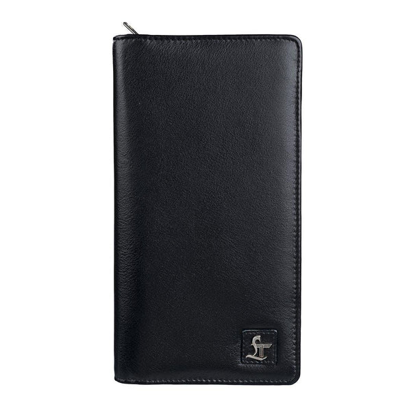 Full Zip Passport Travel Wallet For Men | 100% Genuine Leather Color: Black