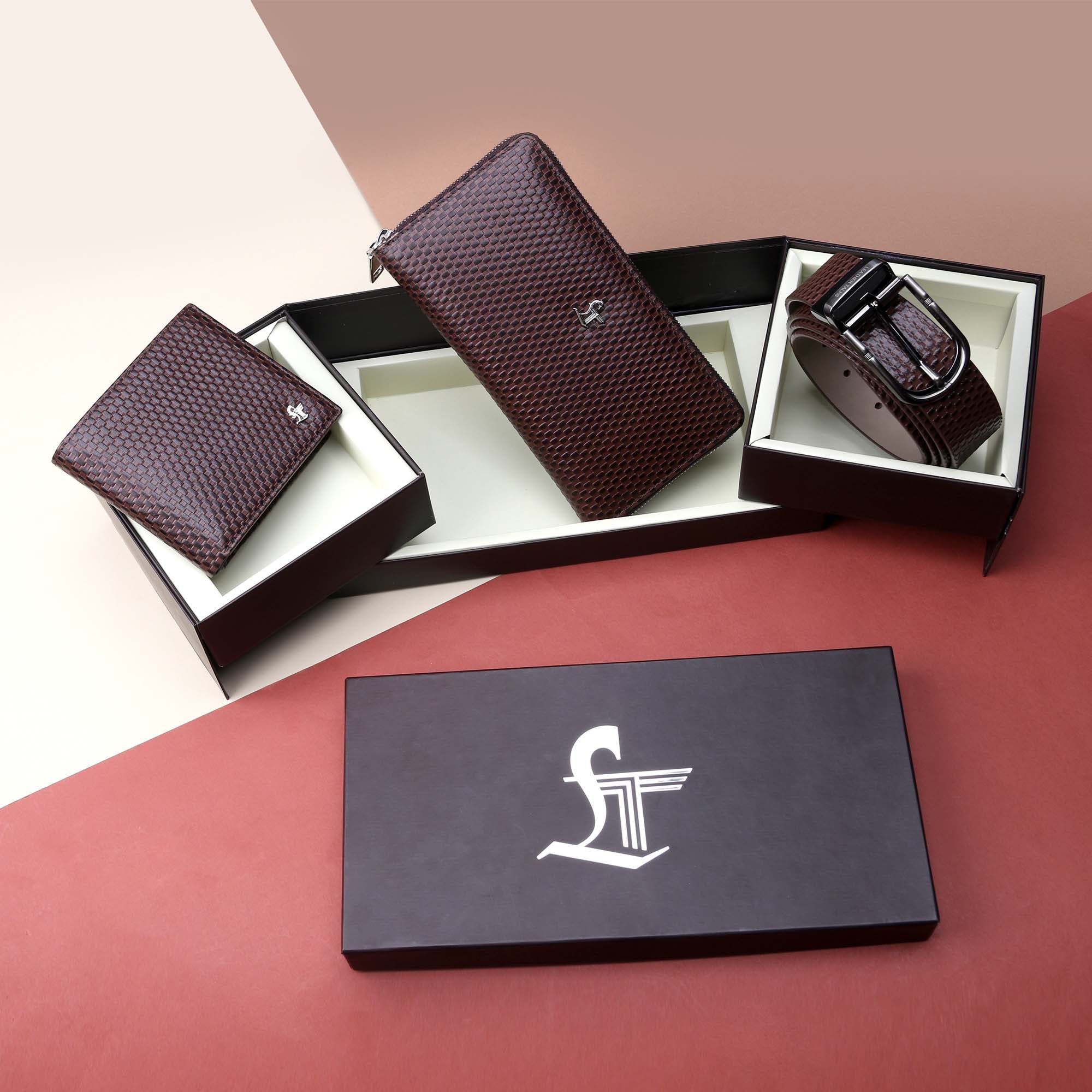 Genuine leather brick pattern gift set