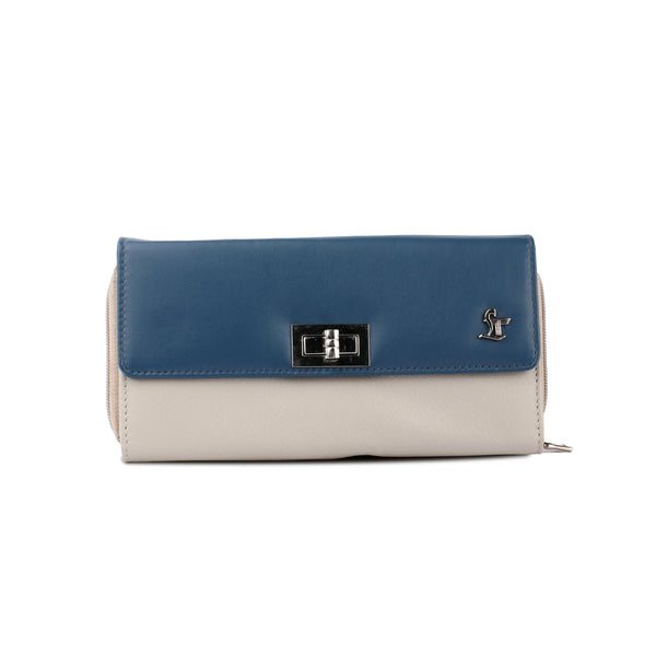 Backzipp | Saffiano Leather Wallet for Women | 100% Genuine Leather | Color: Beige