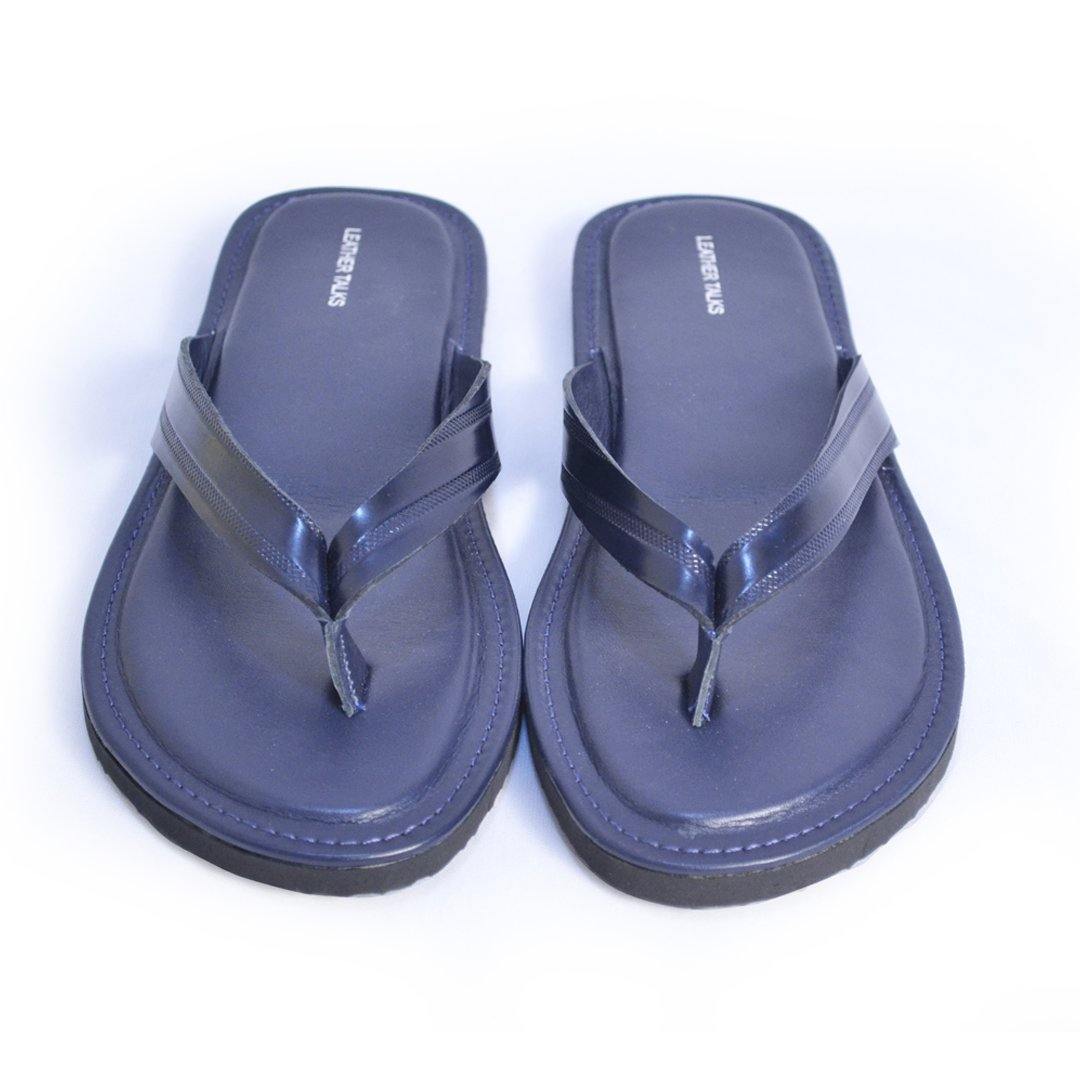 Italian VT Stripe Slippers - Blue - Leather Talks