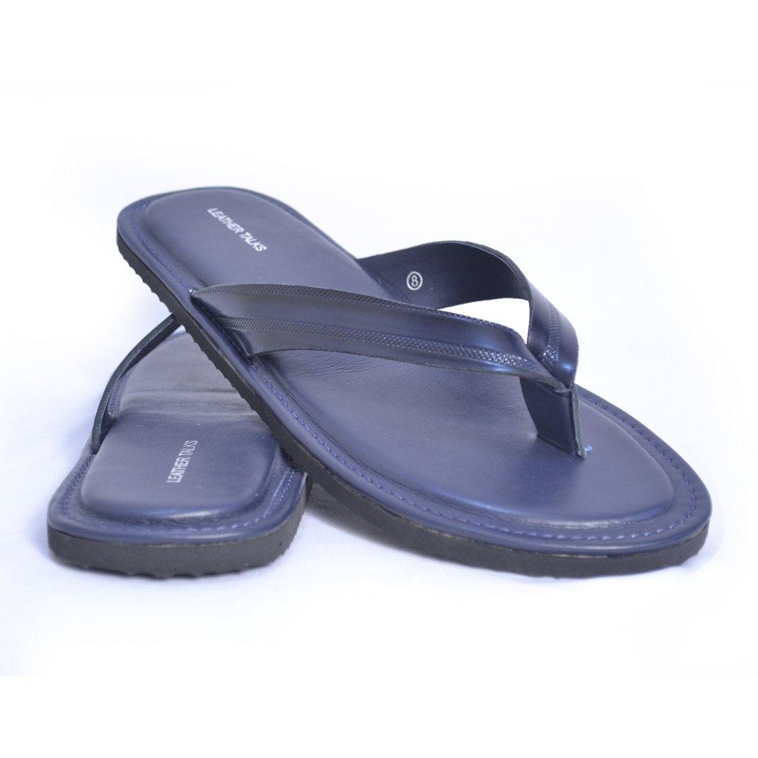 Italian VT Stripe Slippers - Blue - Leather Talks