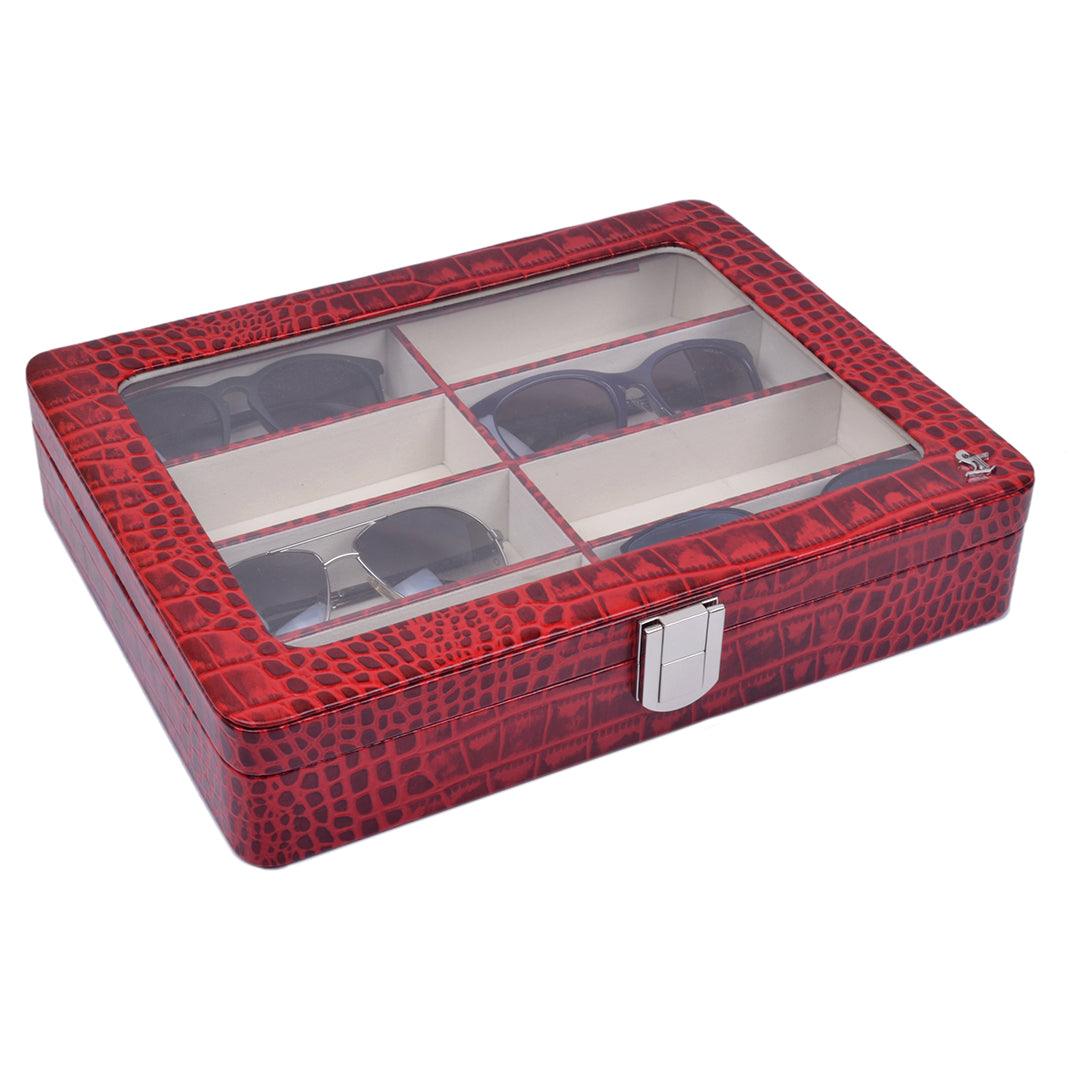 Sunglasses Box II | Leather Spectacle Case Box | 100% Genuine Leather | Color: Red
