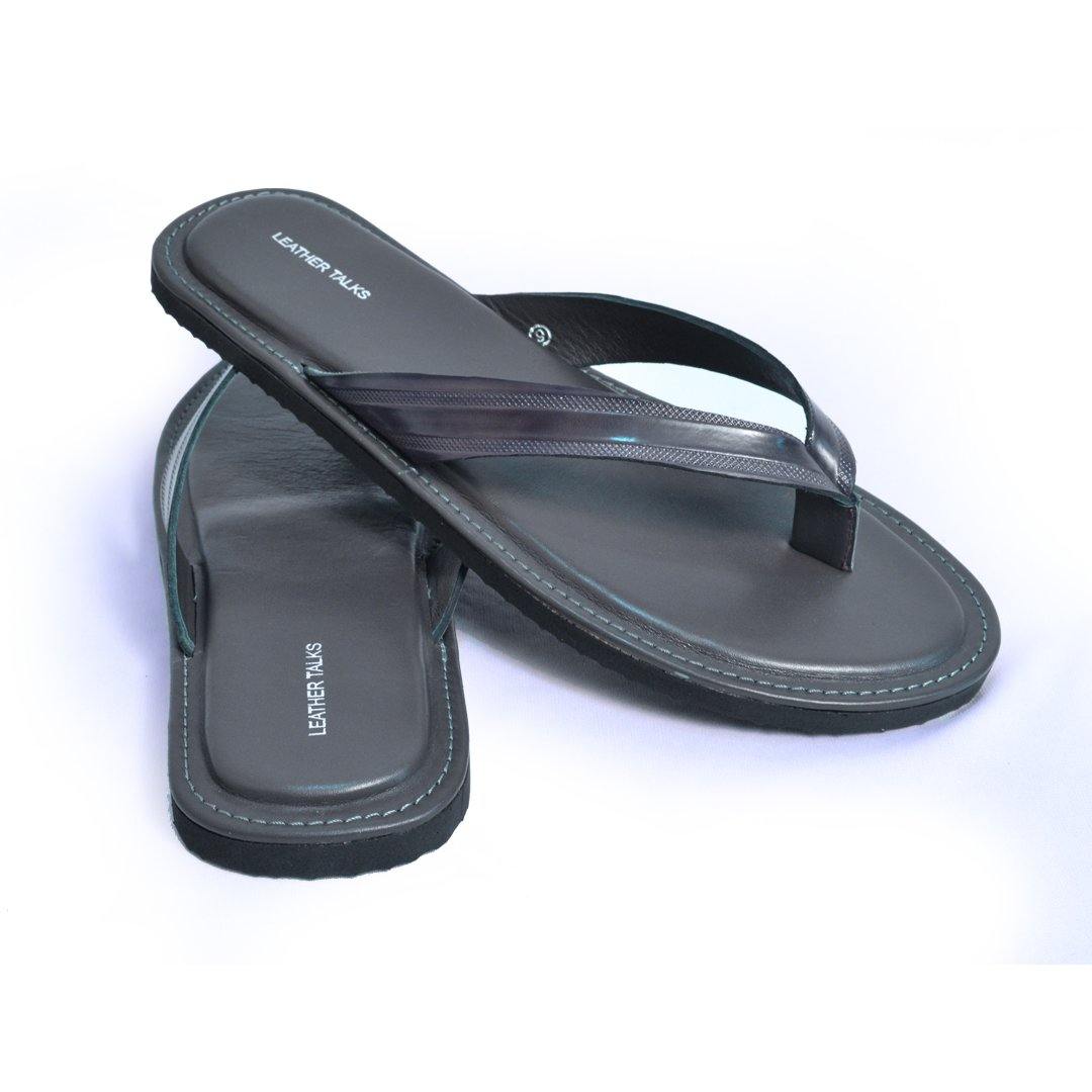 Italian VT Stripe Slippers - Grey - Leather Talks