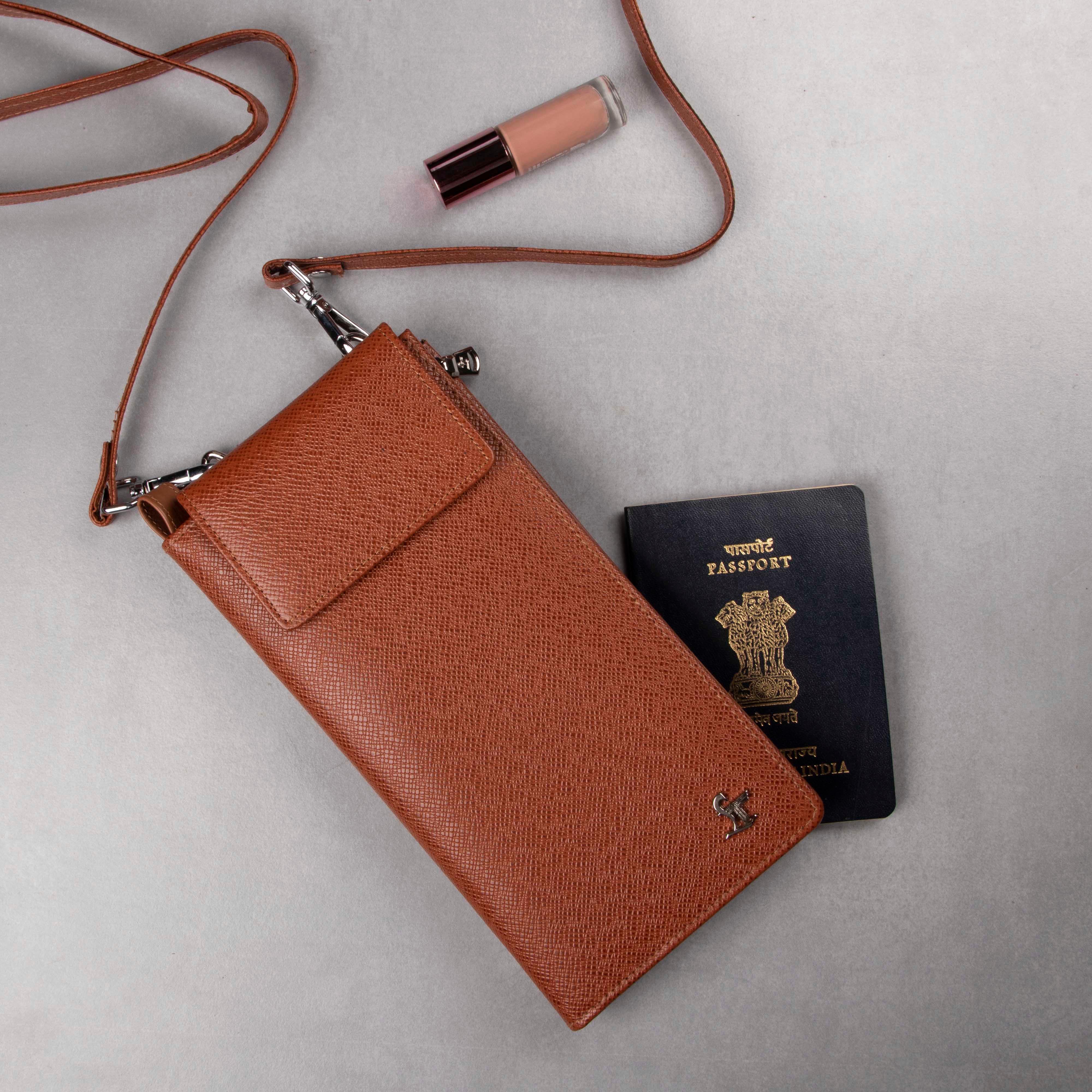 Full Zip Passport II Leather Passport Holder| 100% Genuine Leather | Color: Tan