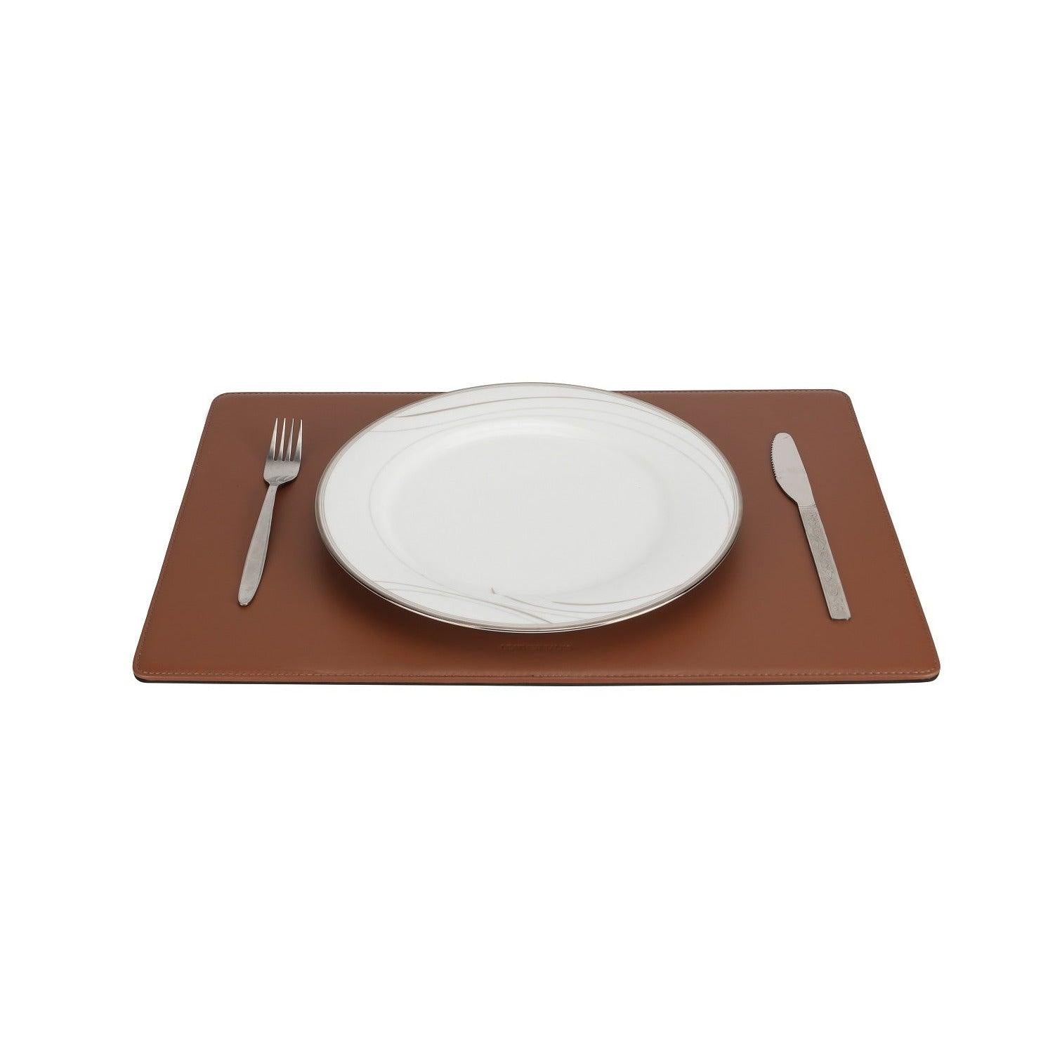 Handmade Genuine Leather Table Mat | Set of 6 | Color: Tan