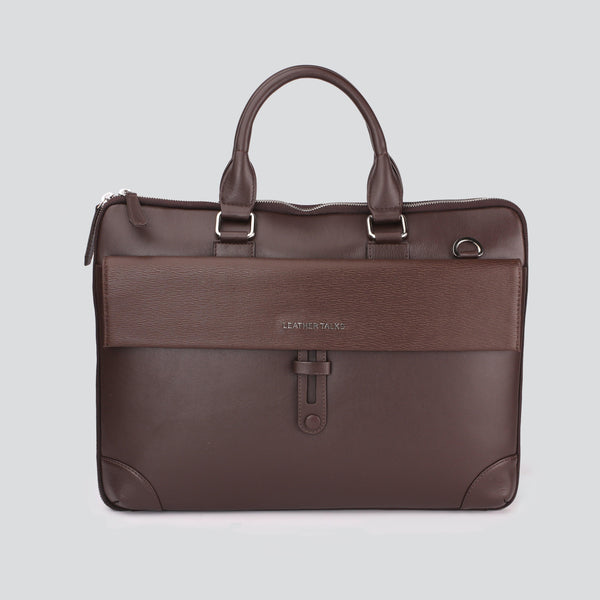 Italian Sufiano Print Loop II | Genuine Leather Laptop Bag | Color: Brown