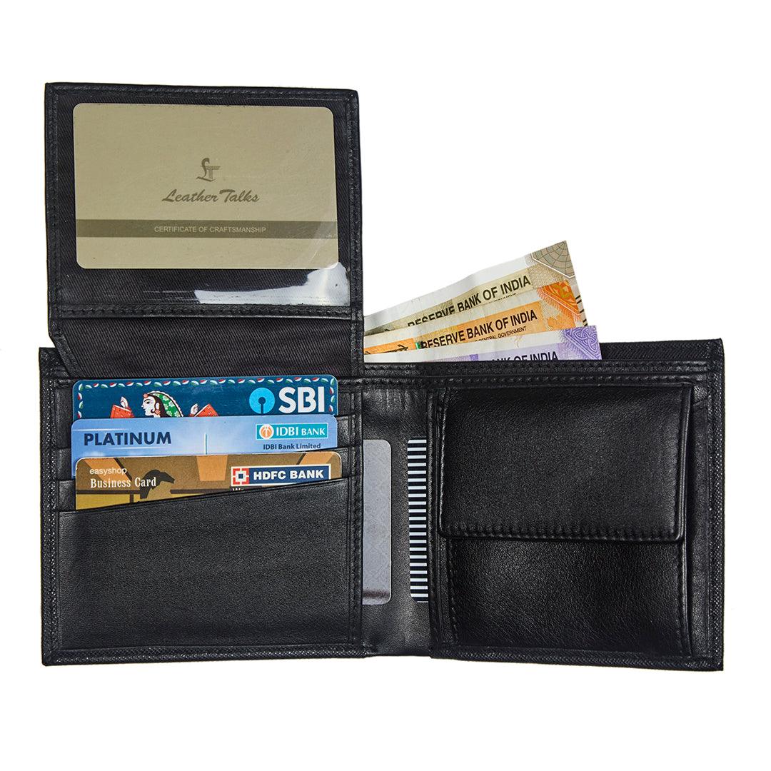 Premium Italian Cross Weave Black Wallet Belt Set with Wooden Gift Box - Leather Talks