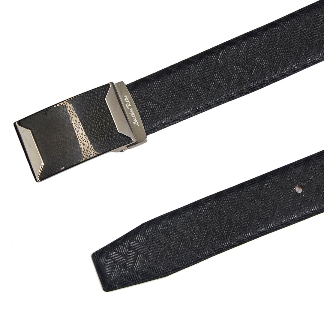 Premium Italian Cross Weave Black Wallet Belt Set with Wooden Gift Box - Leather Talks