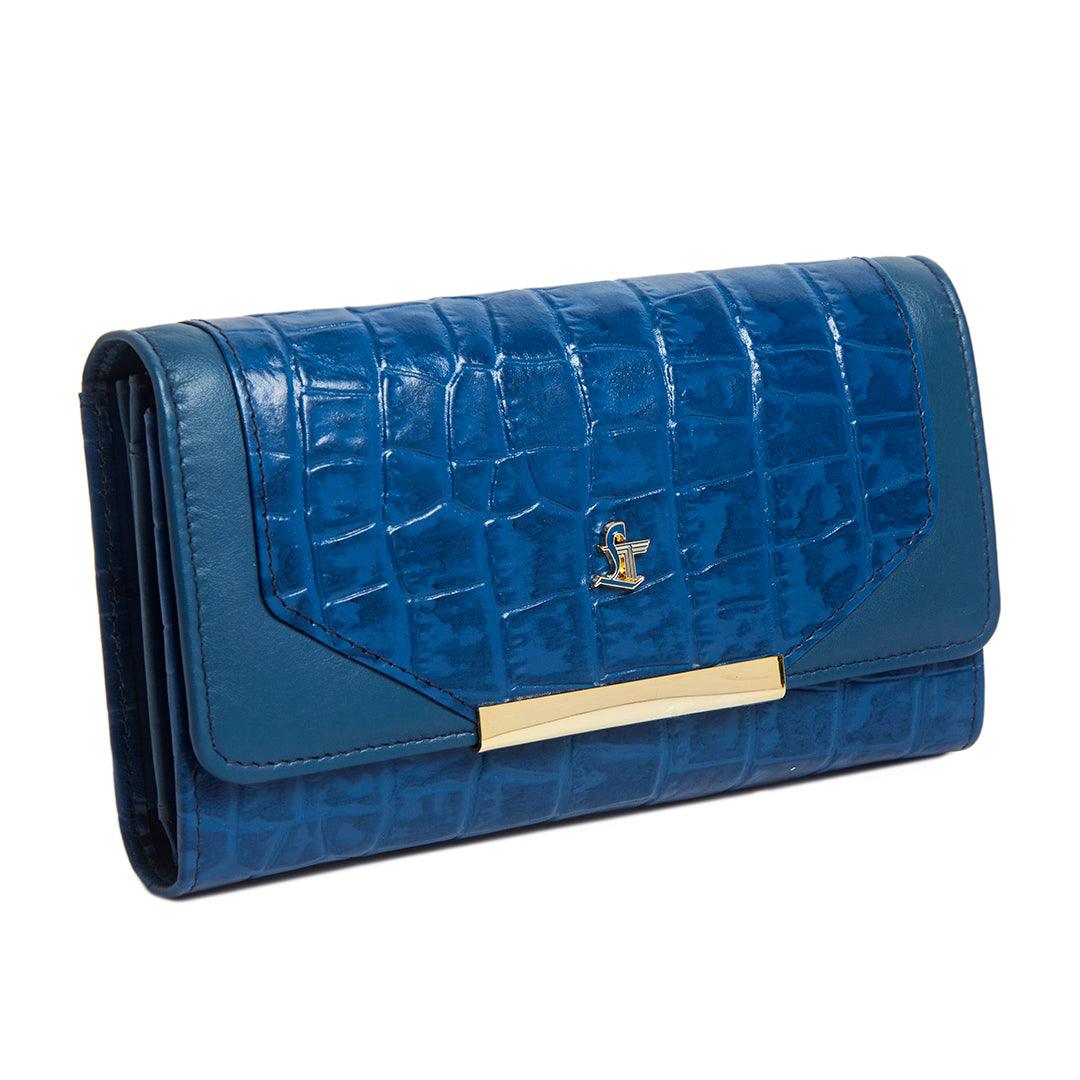 Celia Ladies Wallet | Leather Wallet for Women | 100% Genuine Leather | Color: Blue