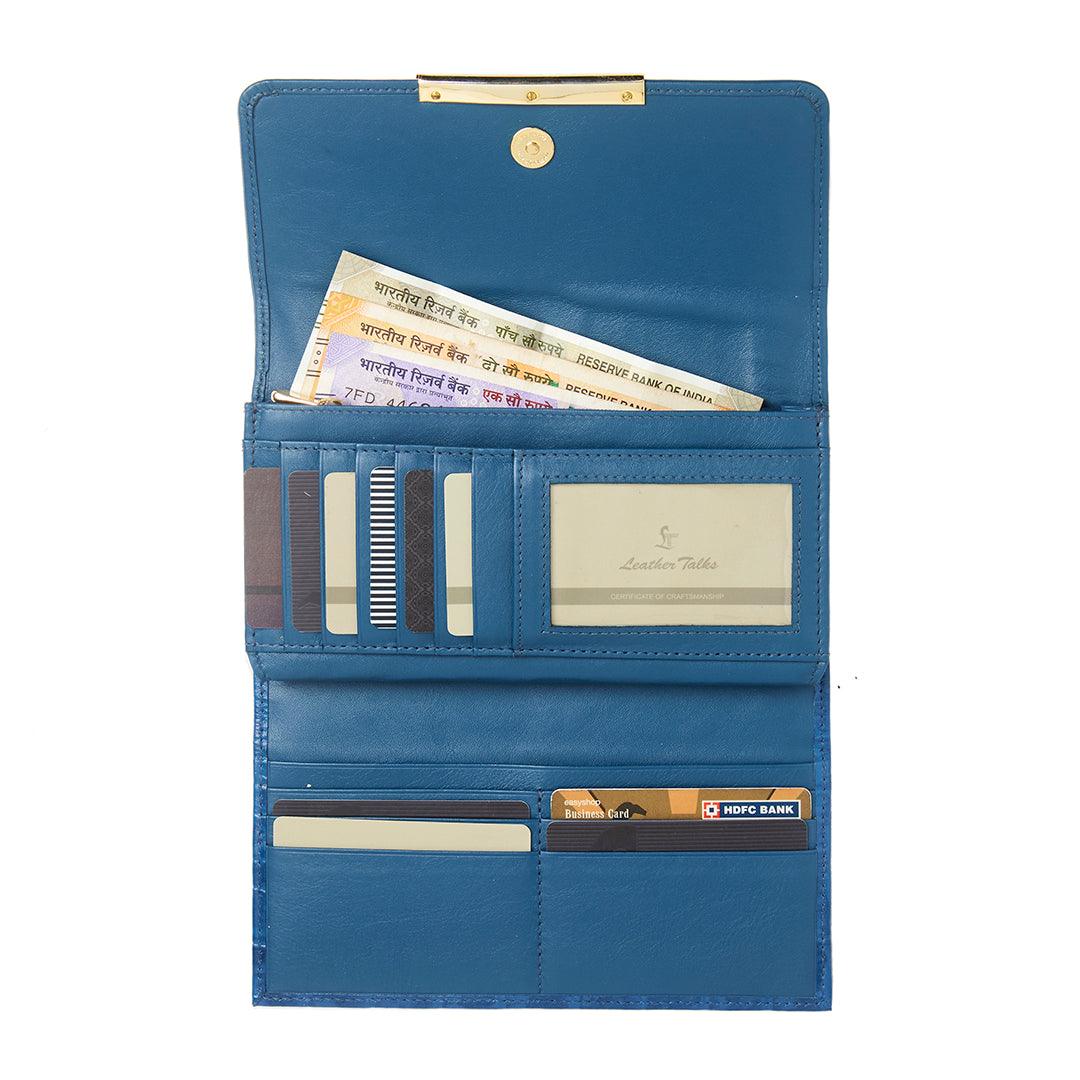 Celia Ladies Wallet | Leather Wallet for Women | 100% Genuine Leather | Color: Blue