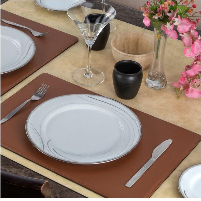 Handmade Genuine Leather Table Mat | Set of 6 | Color: Tan
