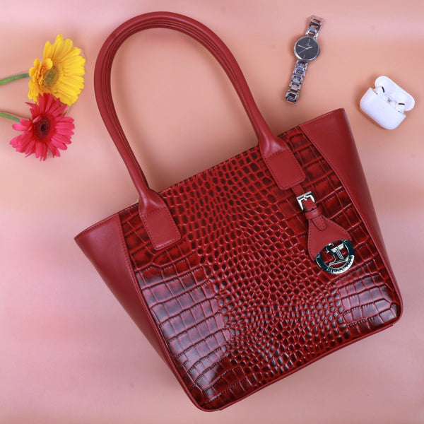Leather Tote Bag For Women  in red