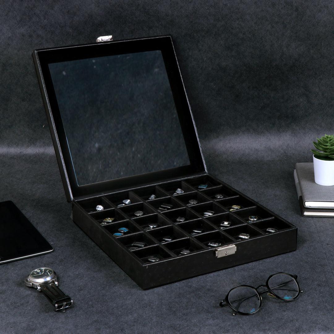 Leather Cufflinks Box (25 pairs) - Leather Talks